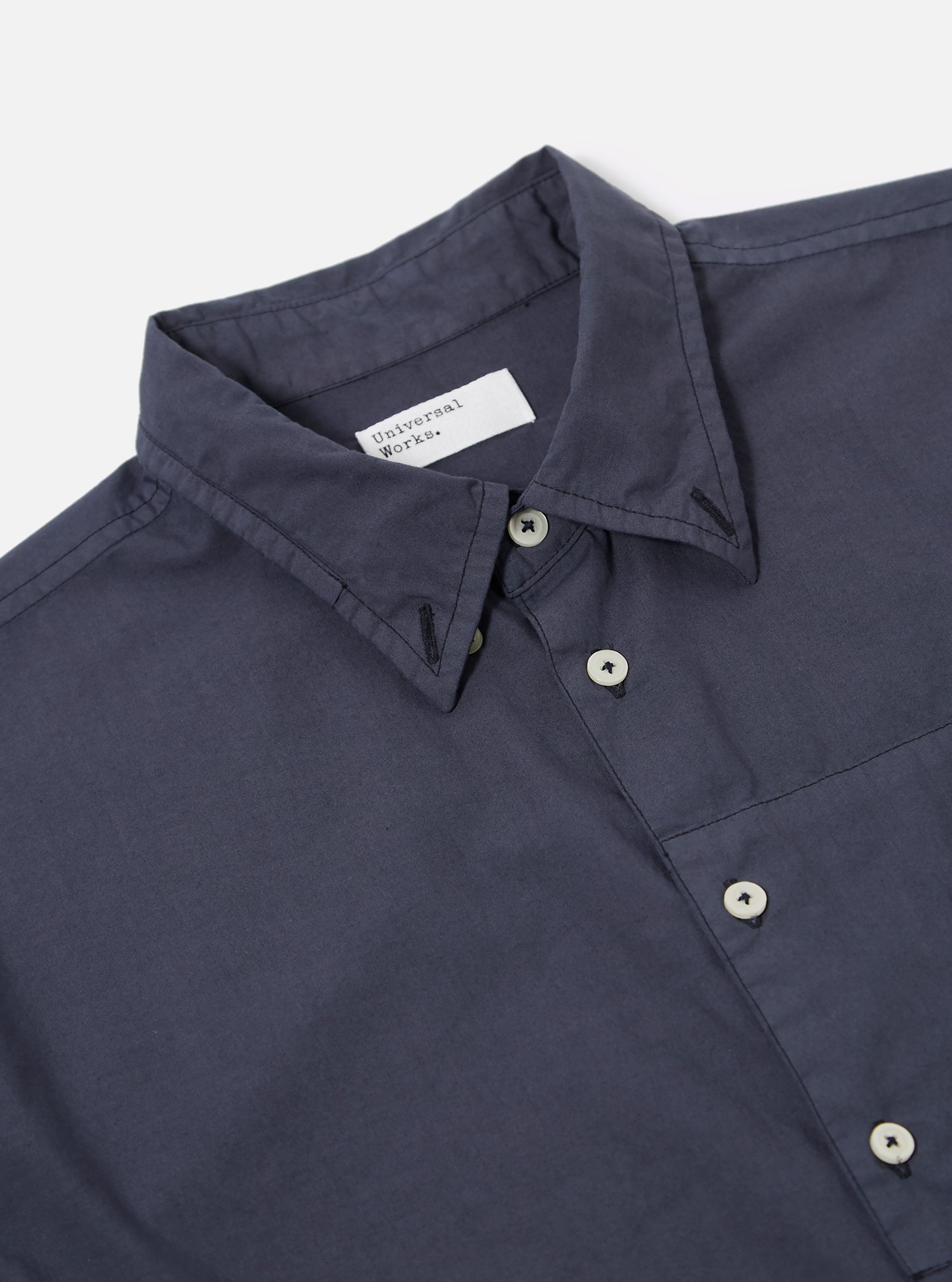 Men's Navy Poplin Patched Lazy Day Long Sleeve Shirt – Universal Works