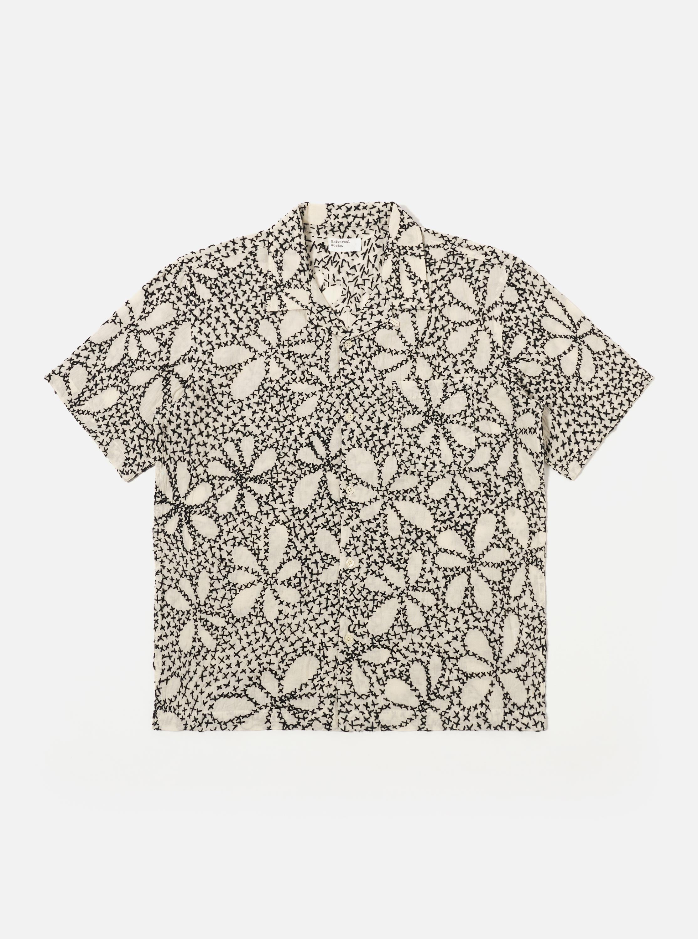 Men's Ecru/Black Kantha Flower Road Shirt – Universal Works