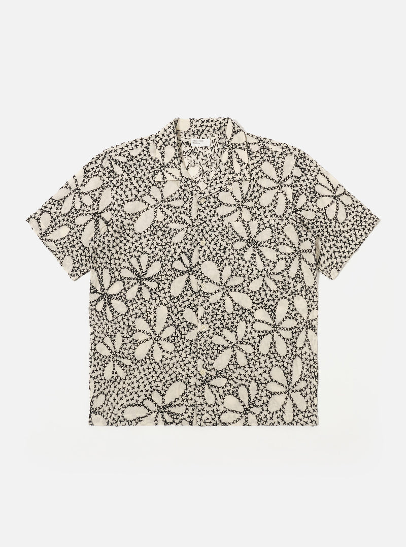 Ecru/Black Kantha Flower Road Shirt