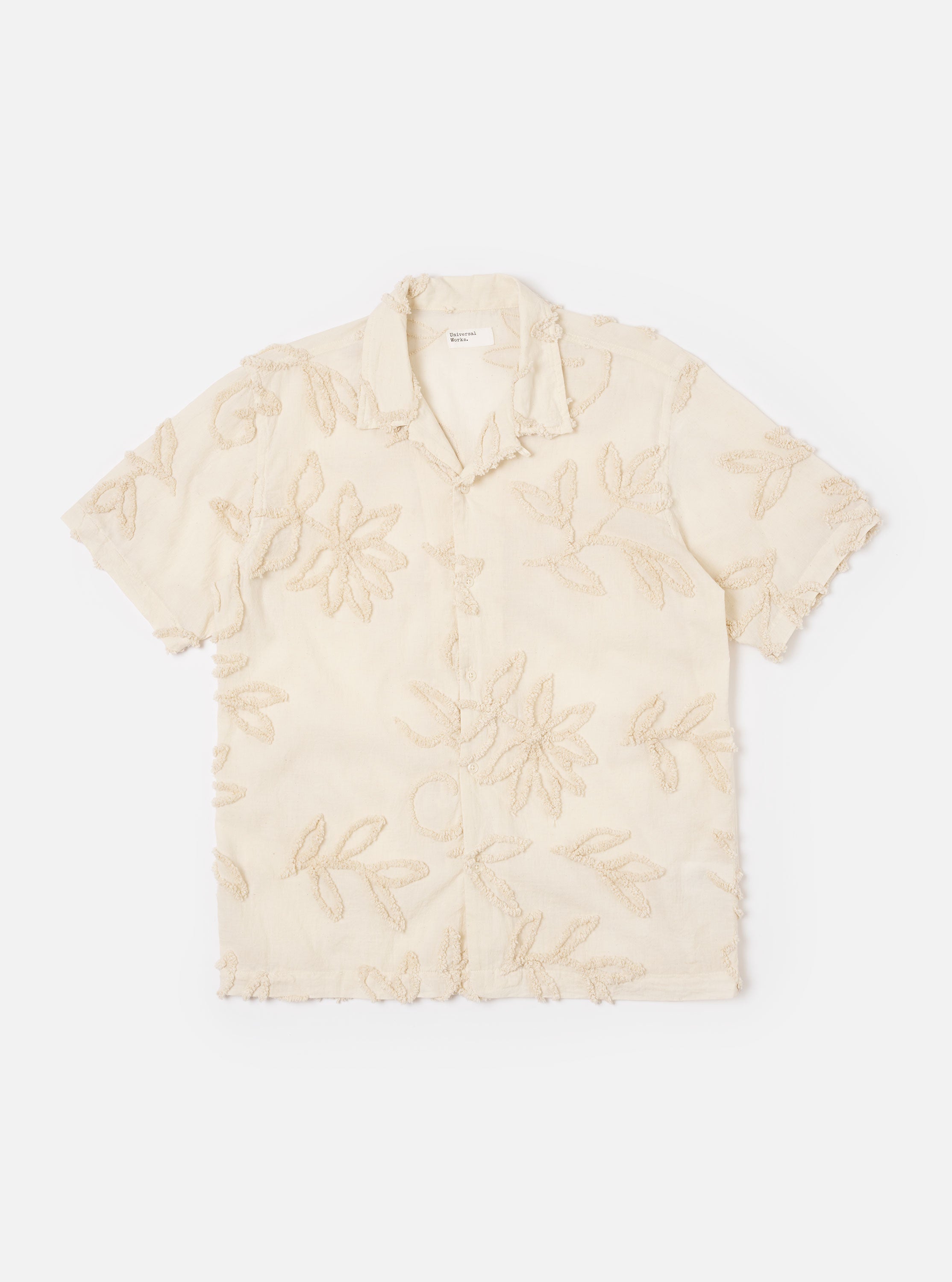 Men's Ecru 3D Flower Road Camp Collar Shirt – Universal Works
