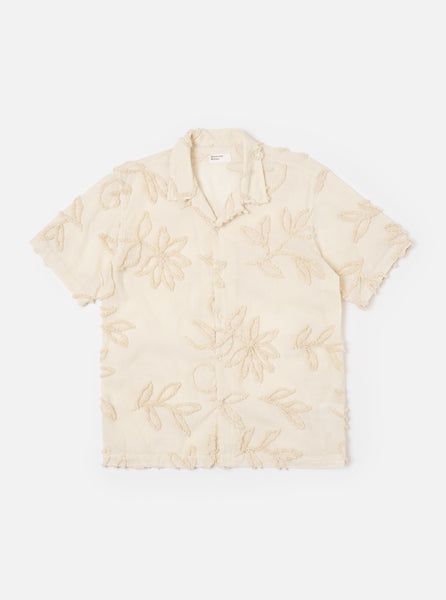 Men's Ecru 3D Flower Road Camp Collar Shirt – Universal Works