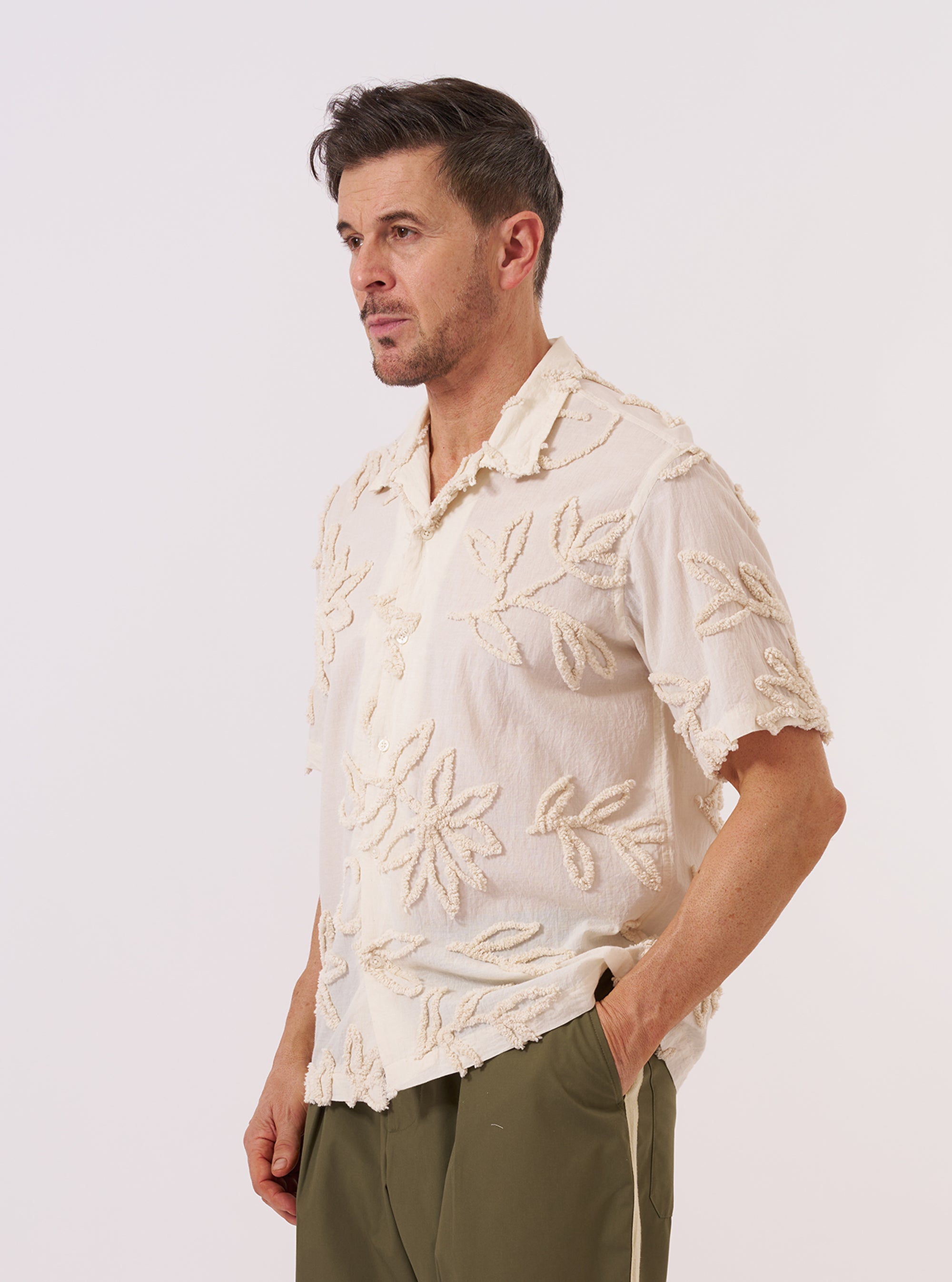 Ecru 3D Flower Road Shirt