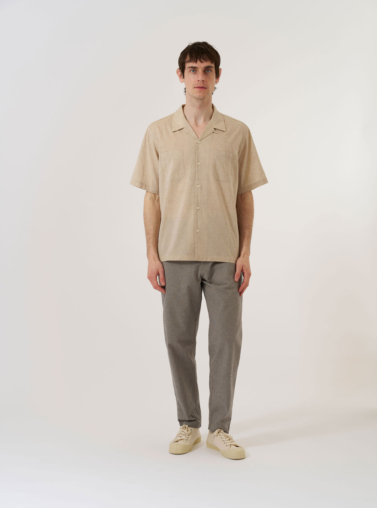 Men's Beige Fine Cotton Sal Road Camp Collar Shirt – Universal Works
