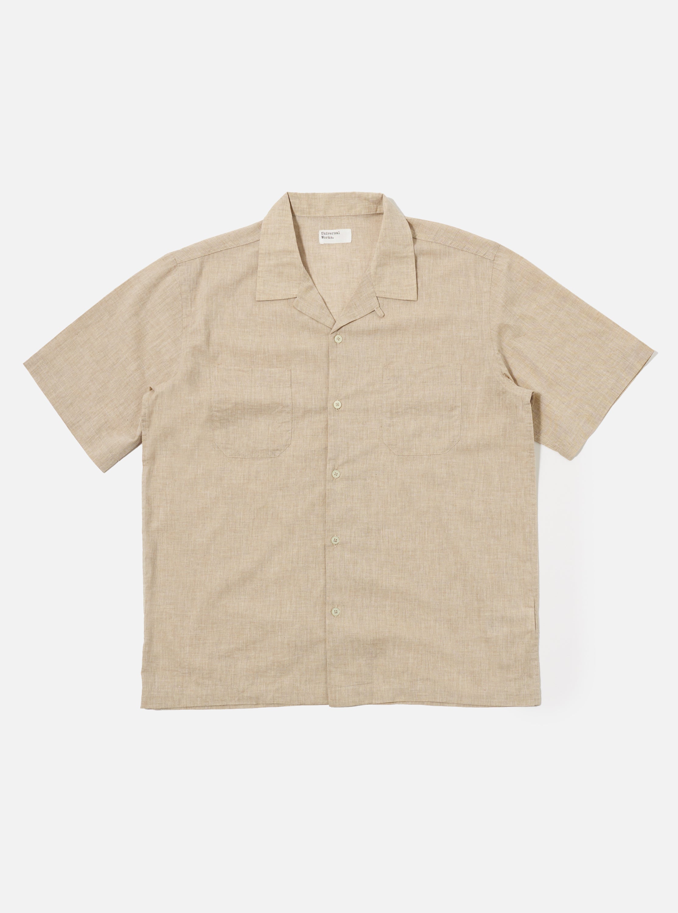 Men's Beige Fine Cotton Sal Road Camp Collar Shirt – Universal Works