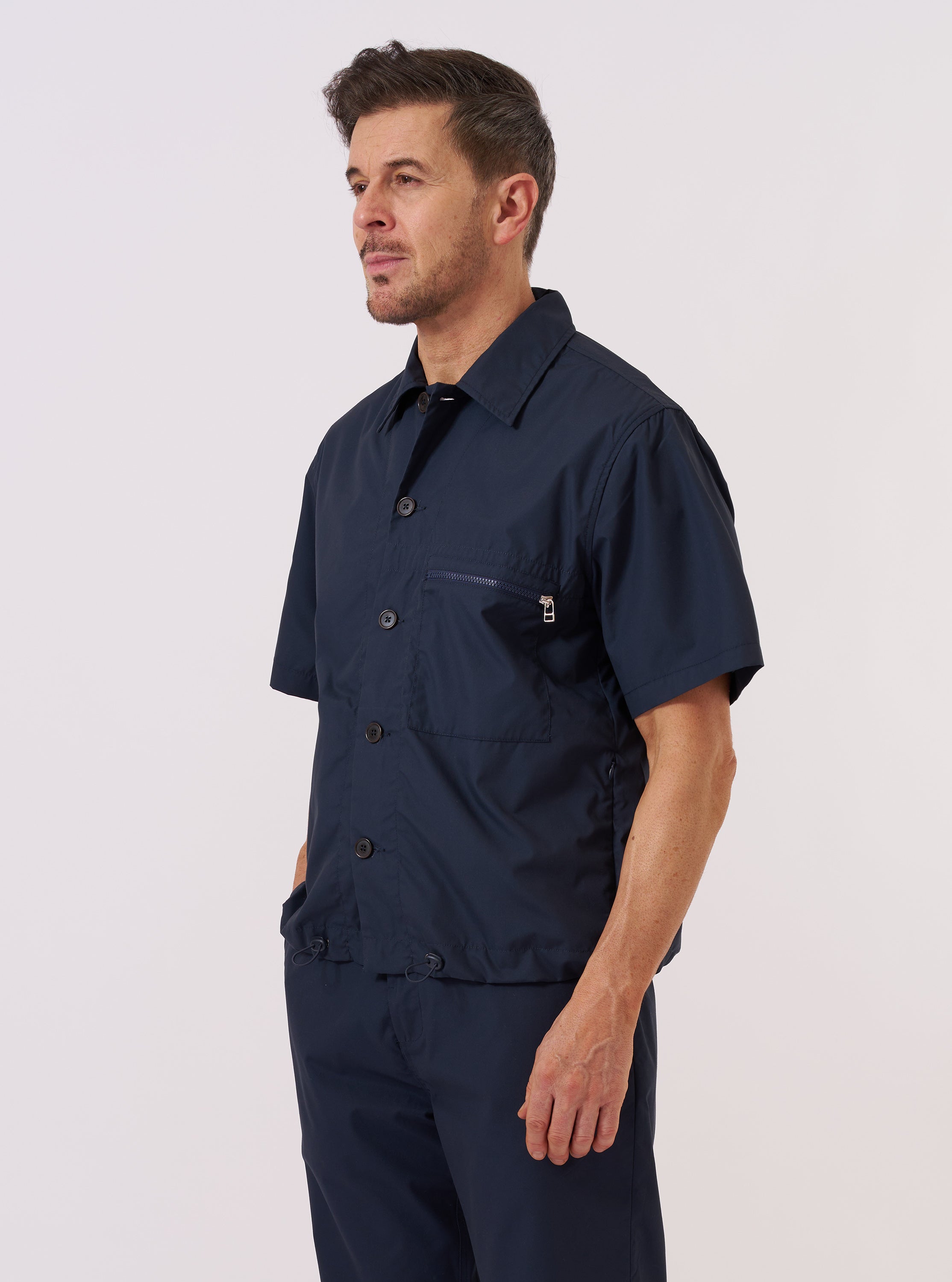 Universal Works Navy Recycled Polytech Z Tech Overshirt | King's Cross