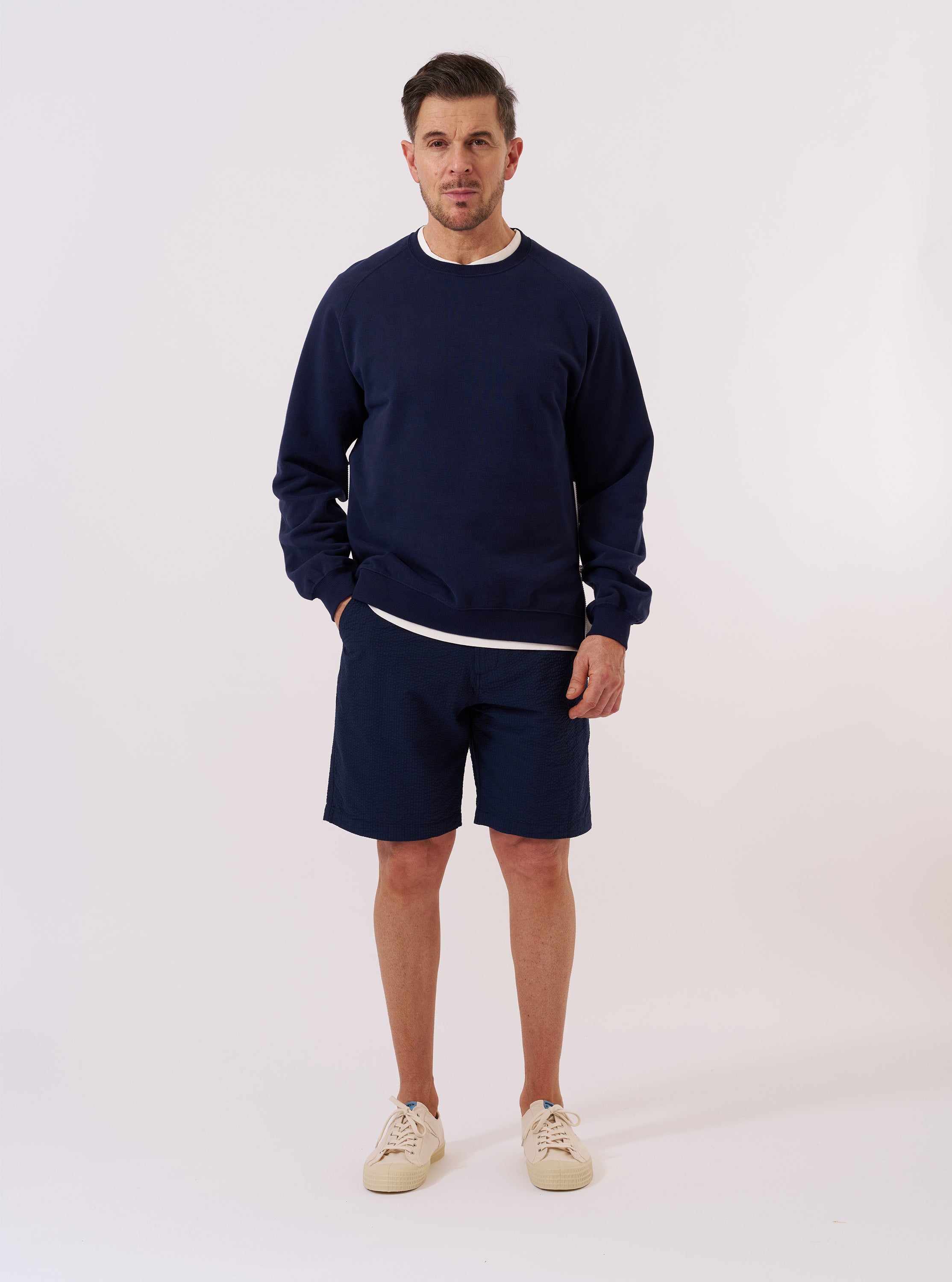 Men's Navy Brush Back Sweat Billy Sweat – Universal Works