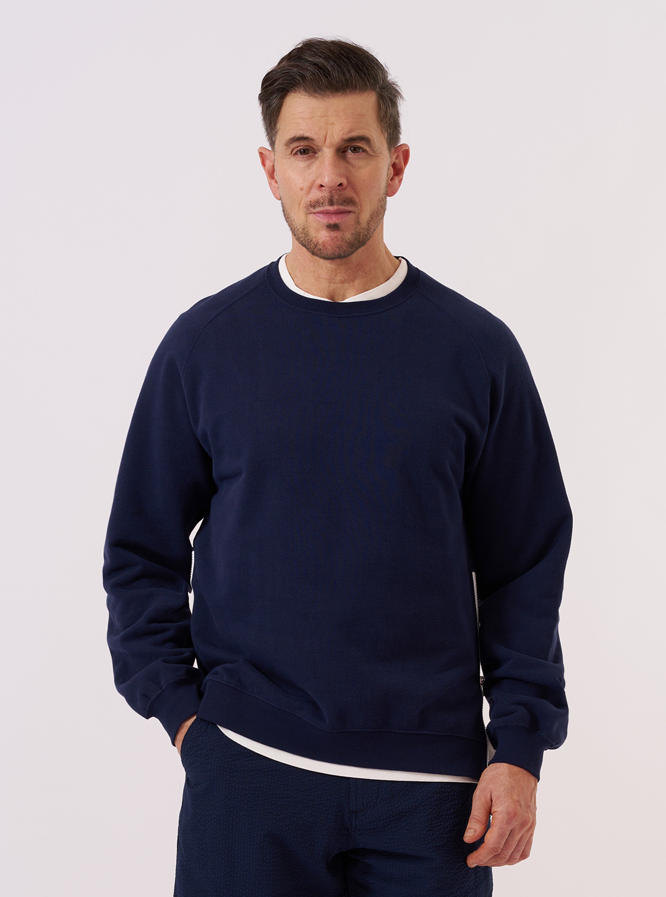 Wtaps 青山Lab限定 NAVY XL sweat shirt Men's Navy Brush Back Sweat Billy Sweat – Universal Works