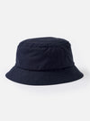 The Navy Recycled Polytech Beach Hat is shown as a flat lay against a white background. The hat features a circular crown and a wide, downward-sloping brim with tonal stitching rows. The dark navy fabric has a smooth, technical finish.