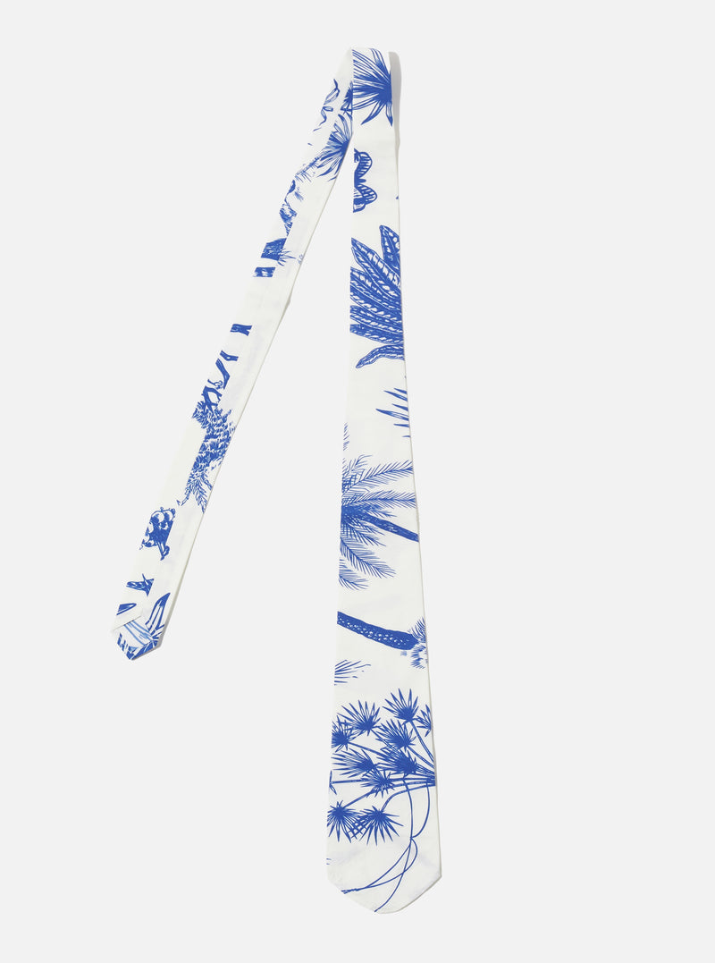White Jungle Toile Poplin Tie