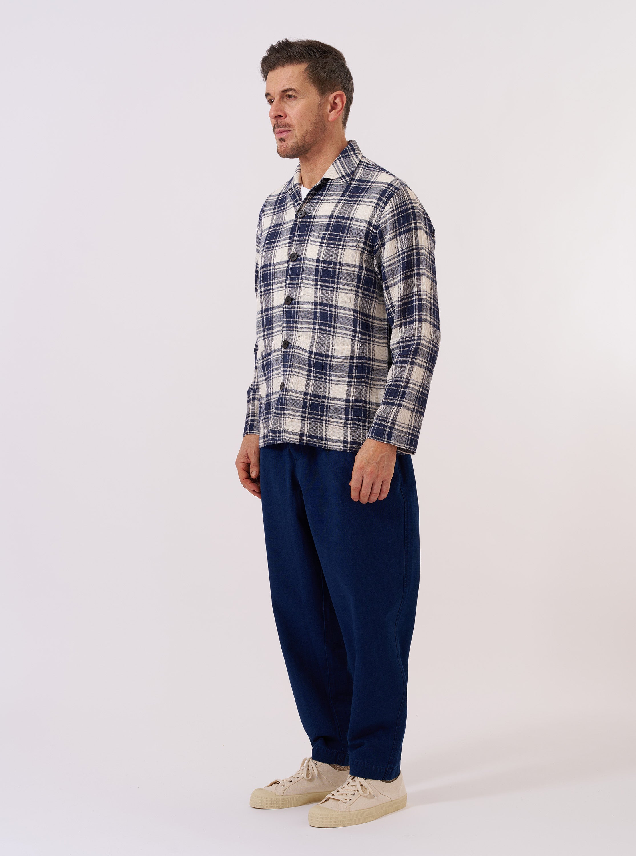Men's Navy Texture Plaid Cancun Shirt Jacket – Universal Works