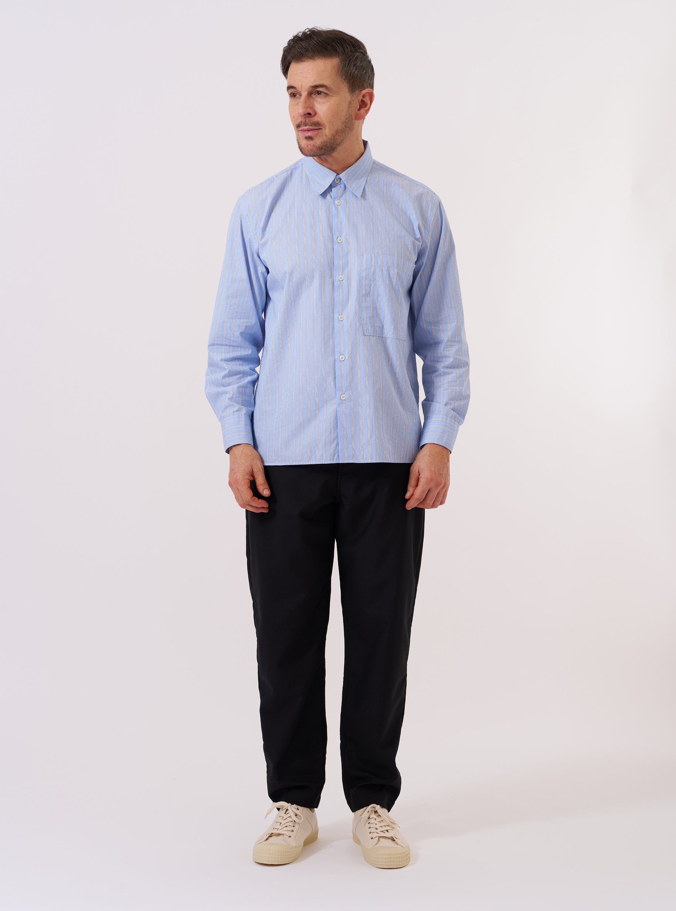 Men's Blue Striped Square Pocket Shirt – Universal Works
