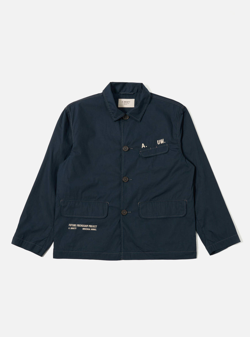 A. SOCIETY x Universal Works Navy Broadcloth Starline Jacket