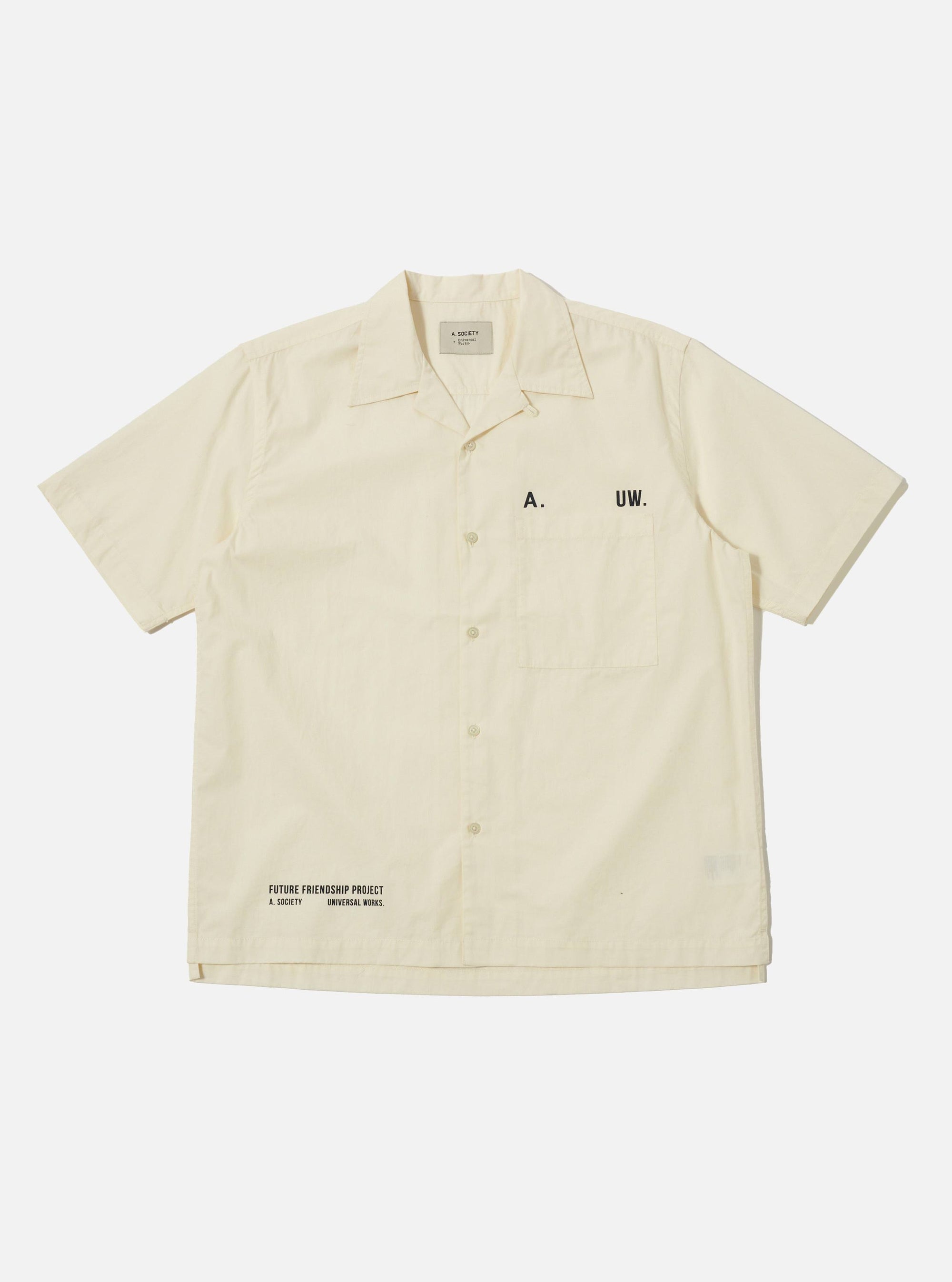 A. SOCIETY x Universal Works Ecru Broadcloth Camp Shirt