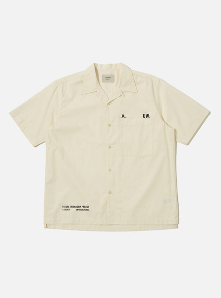 Men's A.Society x Universal Works Ecru Broadcloth Camp Shirt