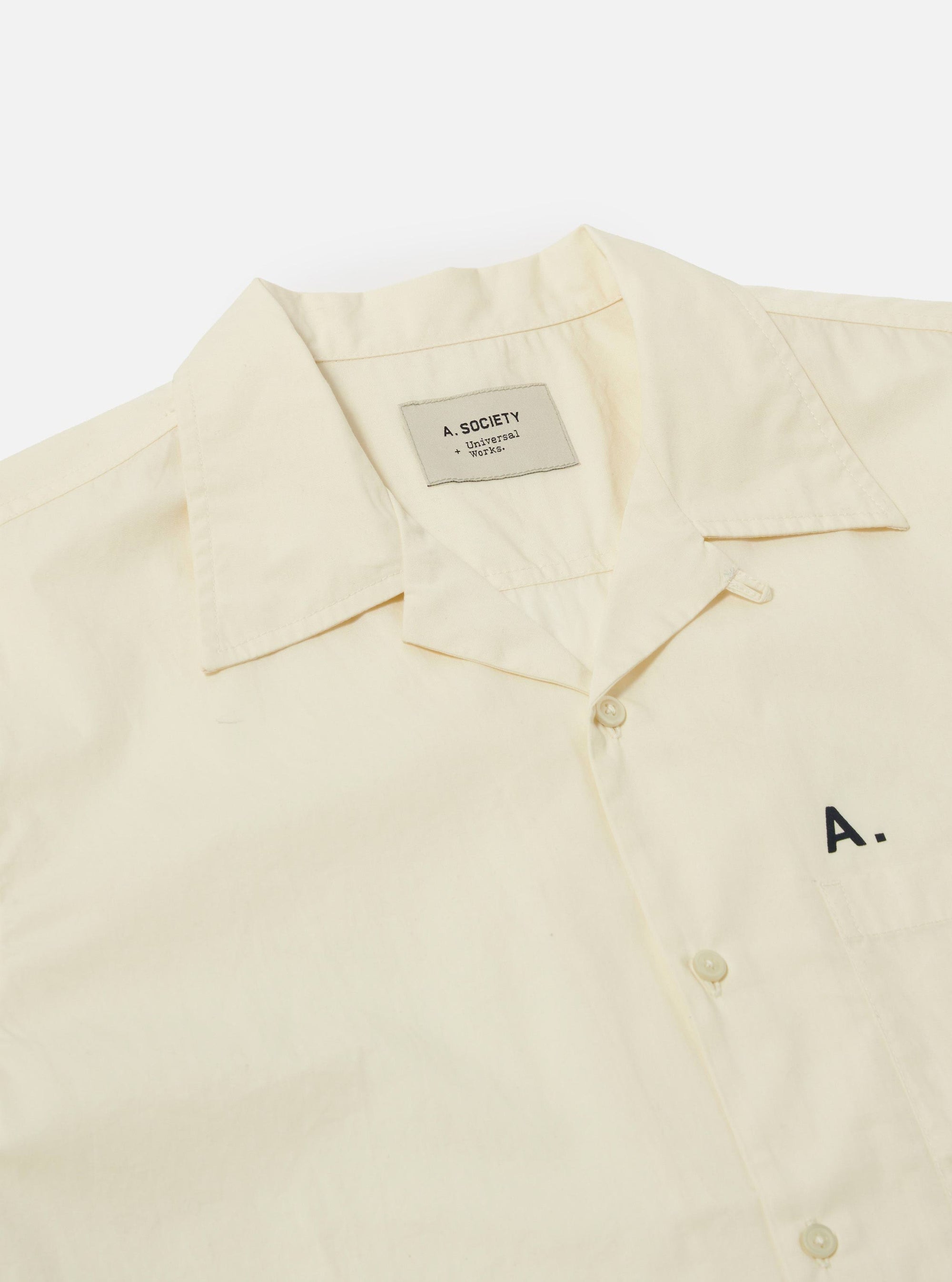 A. SOCIETY x Universal Works Ecru Broadcloth Camp Shirt