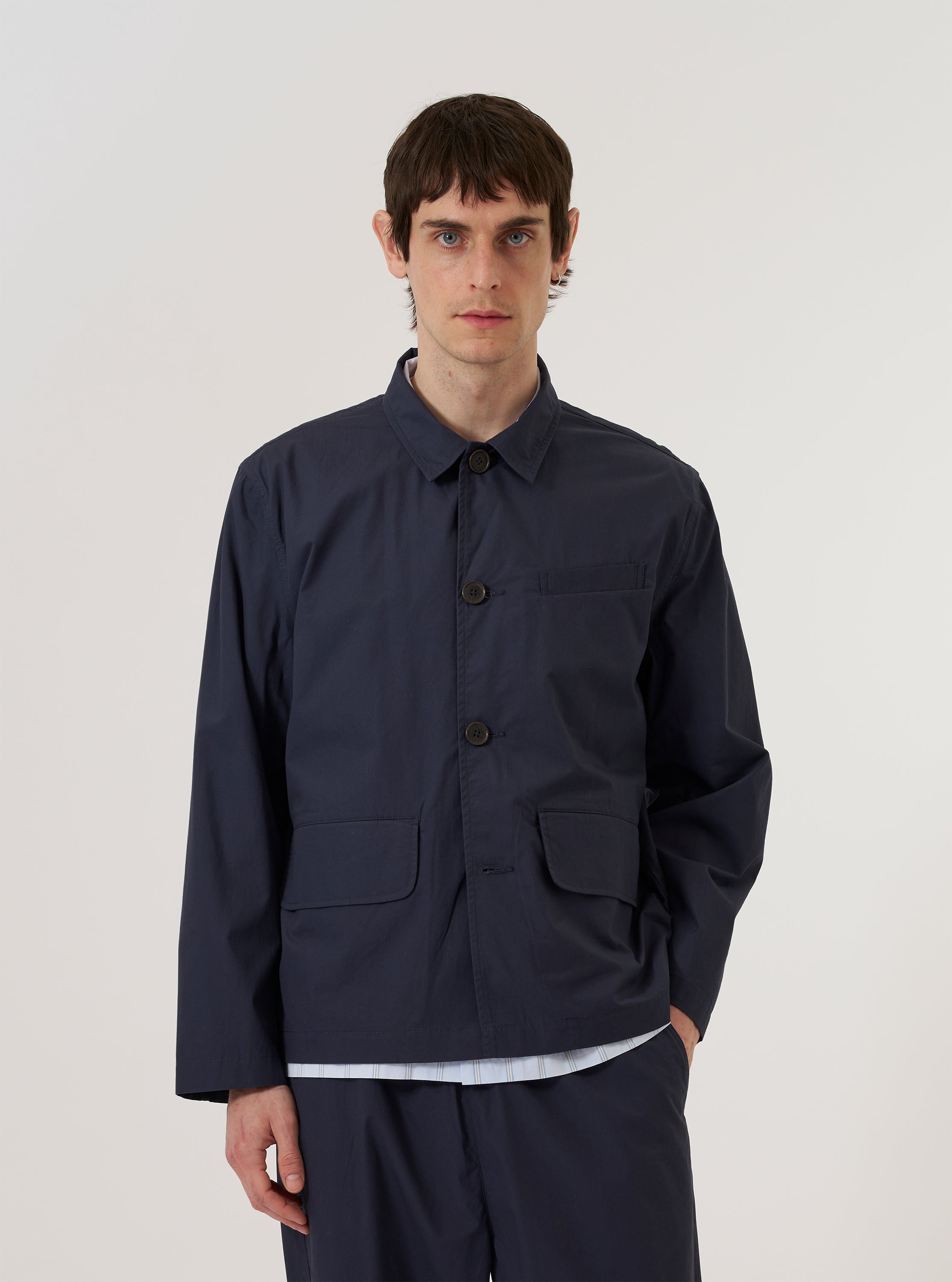 Men's Navy Peached Poplin Franck Jacket – Universal Works