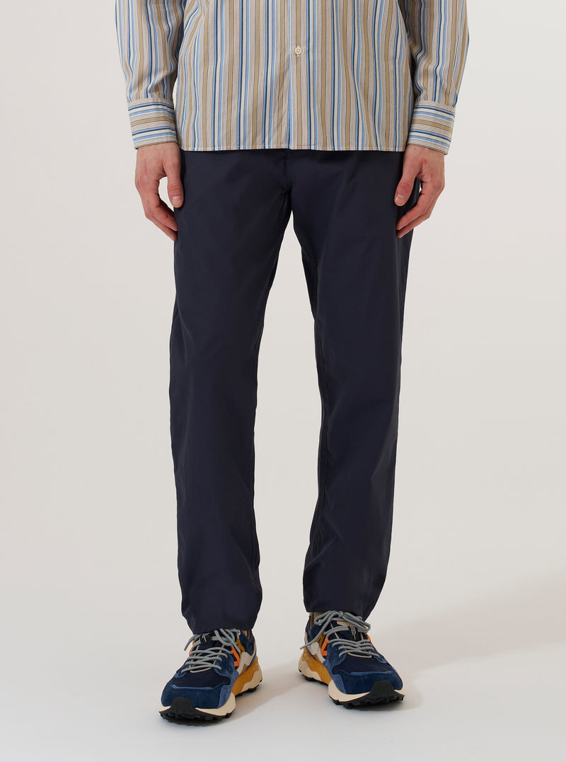 Navy Peached Poplin Military Chino