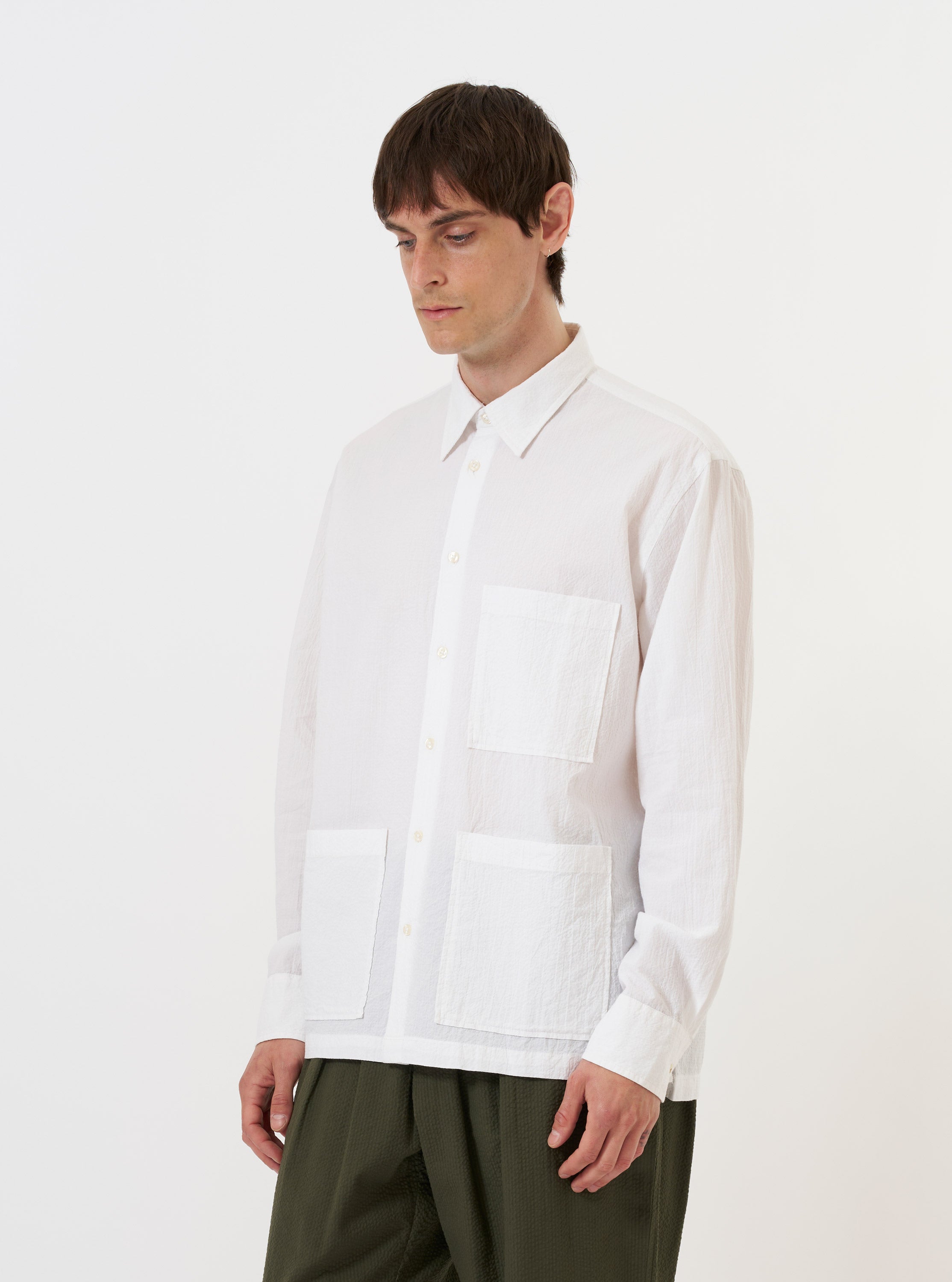 Men's White Seersucker Double Lucky Shirt – Universal Works