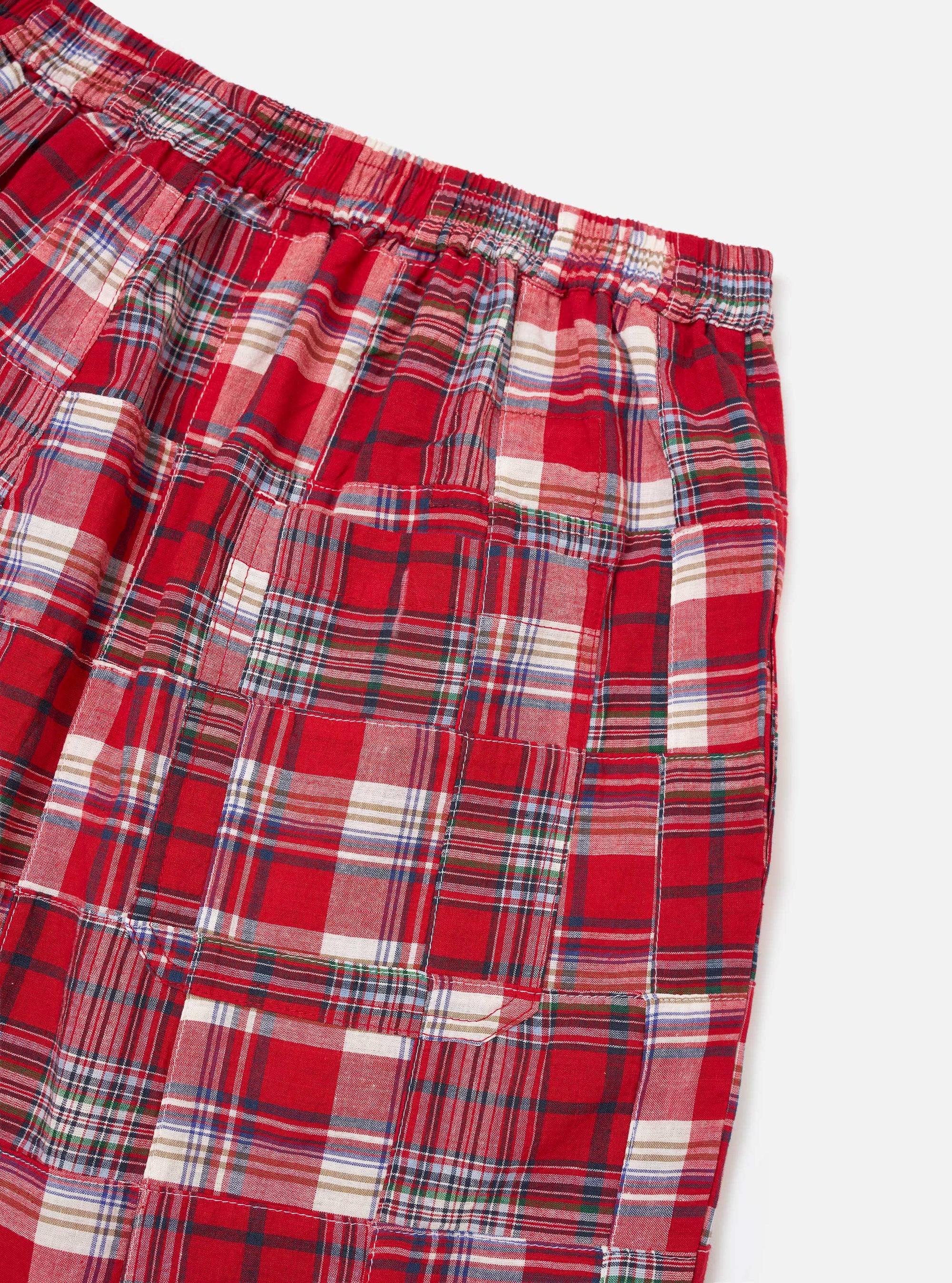 Red Patchwork Madras Pyjama Short
