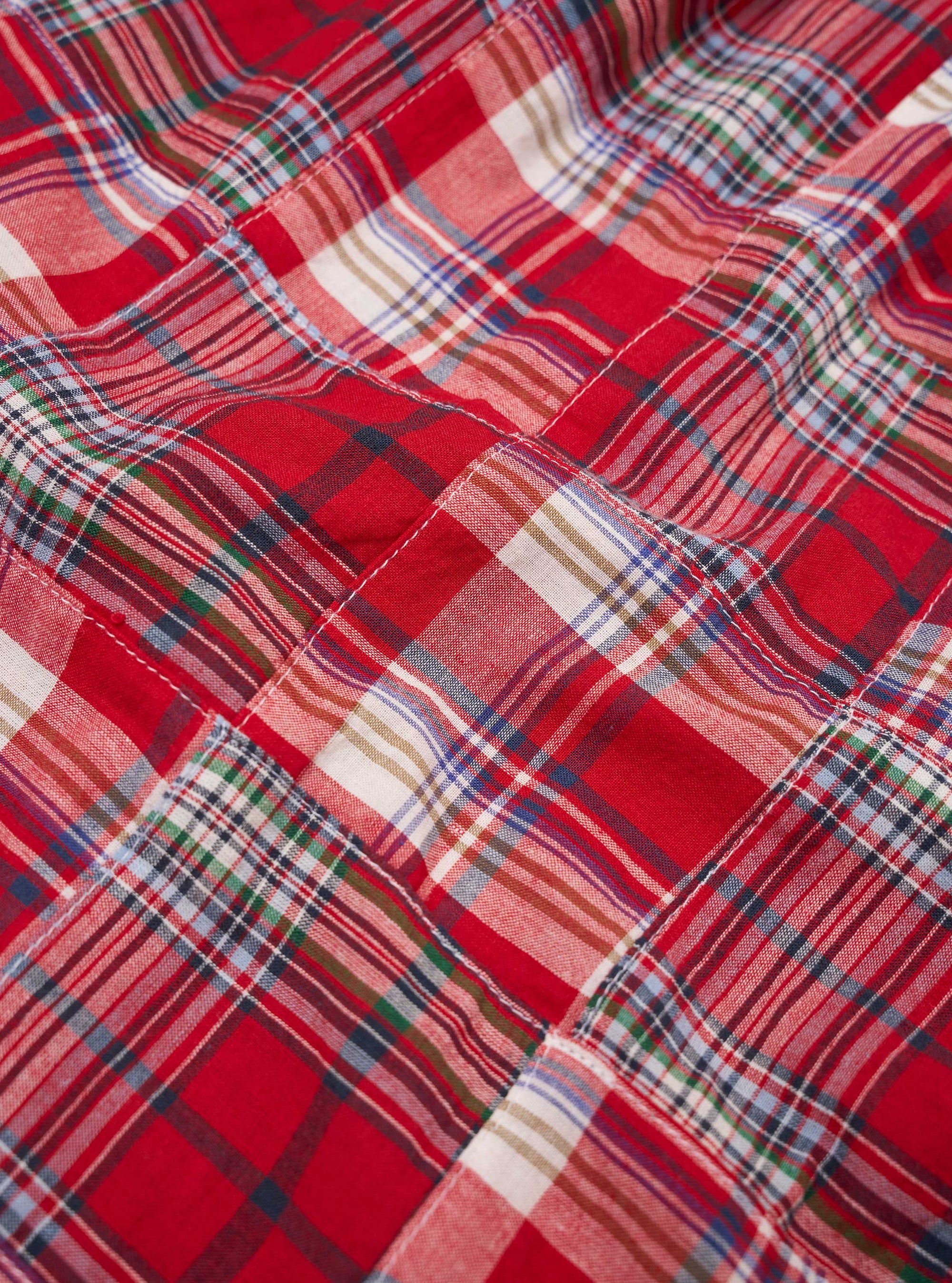 Red Patchwork Madras Pyjama Short