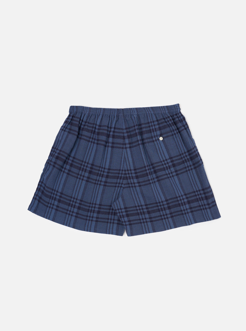 Navy O/D Crepe Check Boxer Short