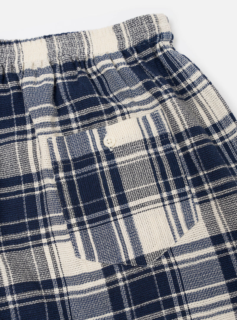 Navy Textured Plaid Boxer Short