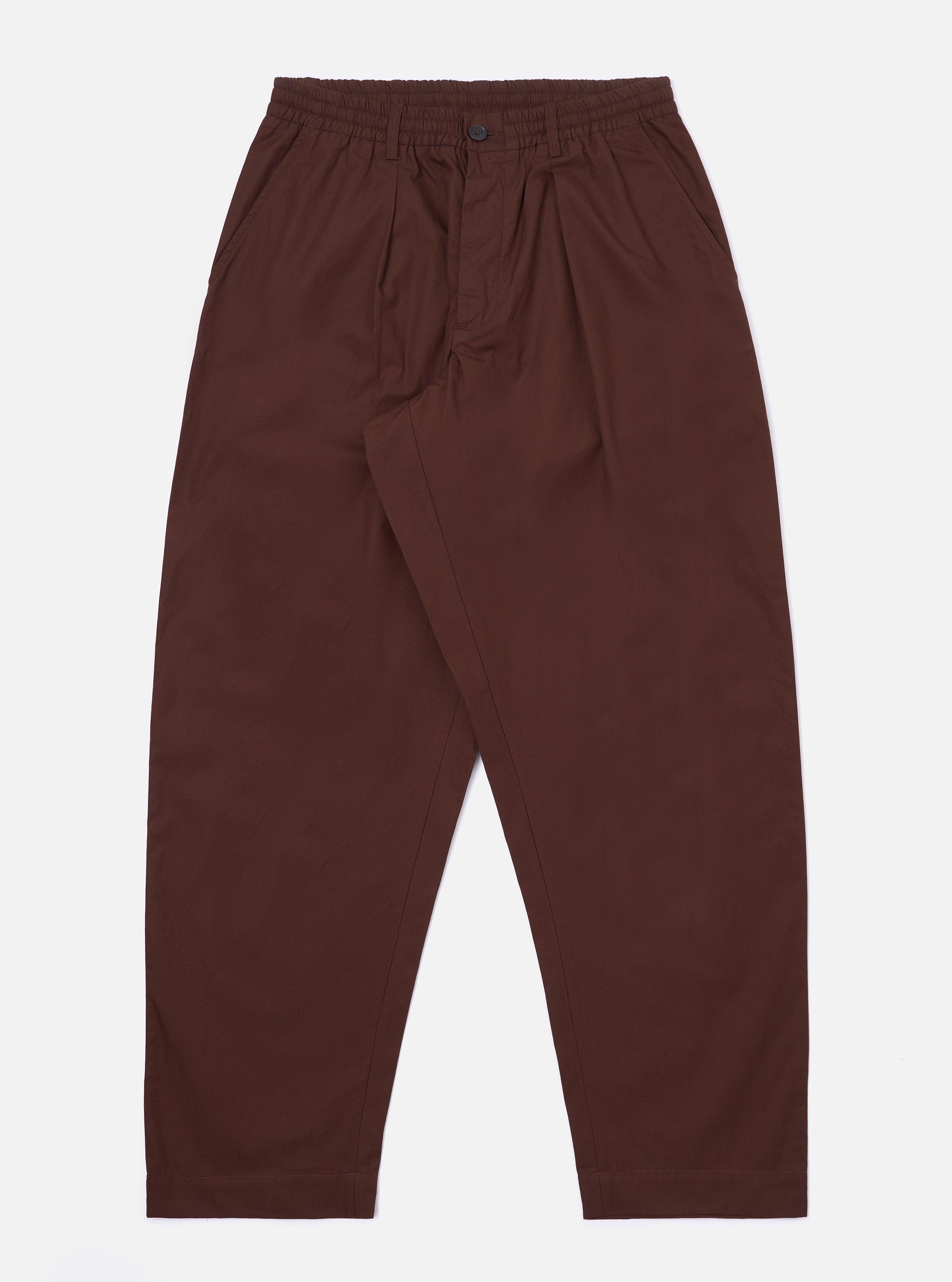 N.M. Oxford w/耳 straight pants - Brown Men's Brown Poplin Wide Leg Oxford Pant – Universal Works