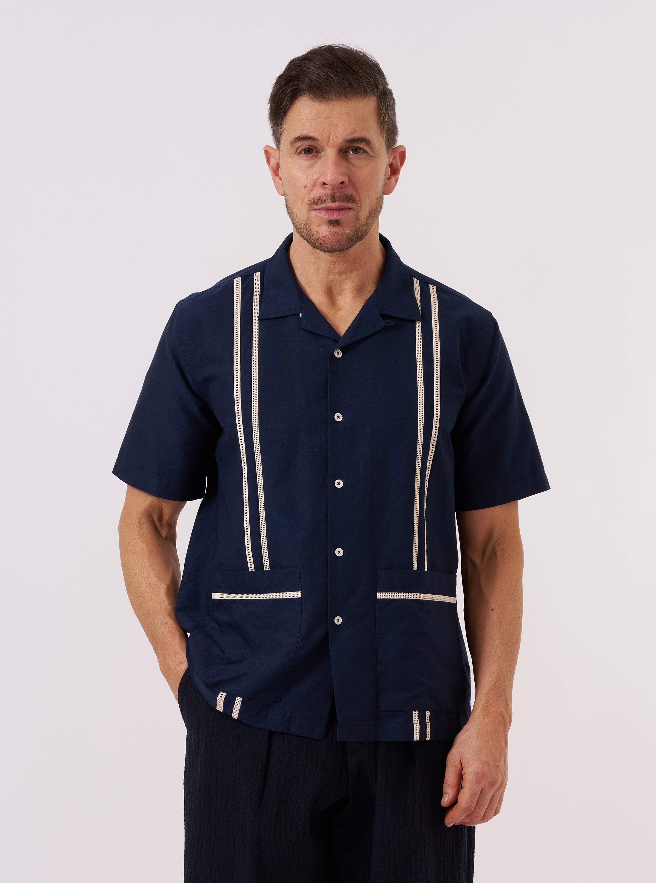 Men's Navy Classic Oxford Tropicana Shirt – Universal Works