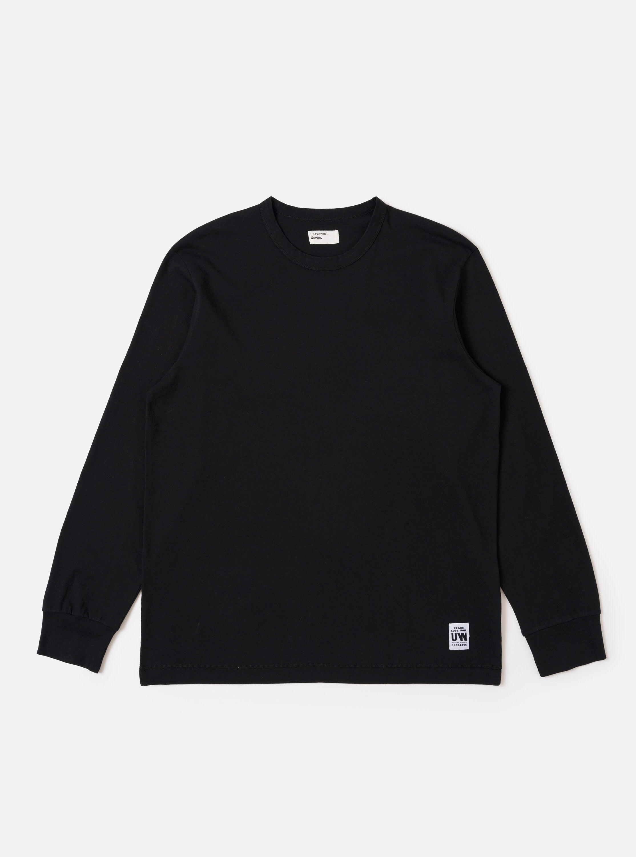 Men's Black Recycled/Bio Jersey Henry L/S Tee – Universal Works