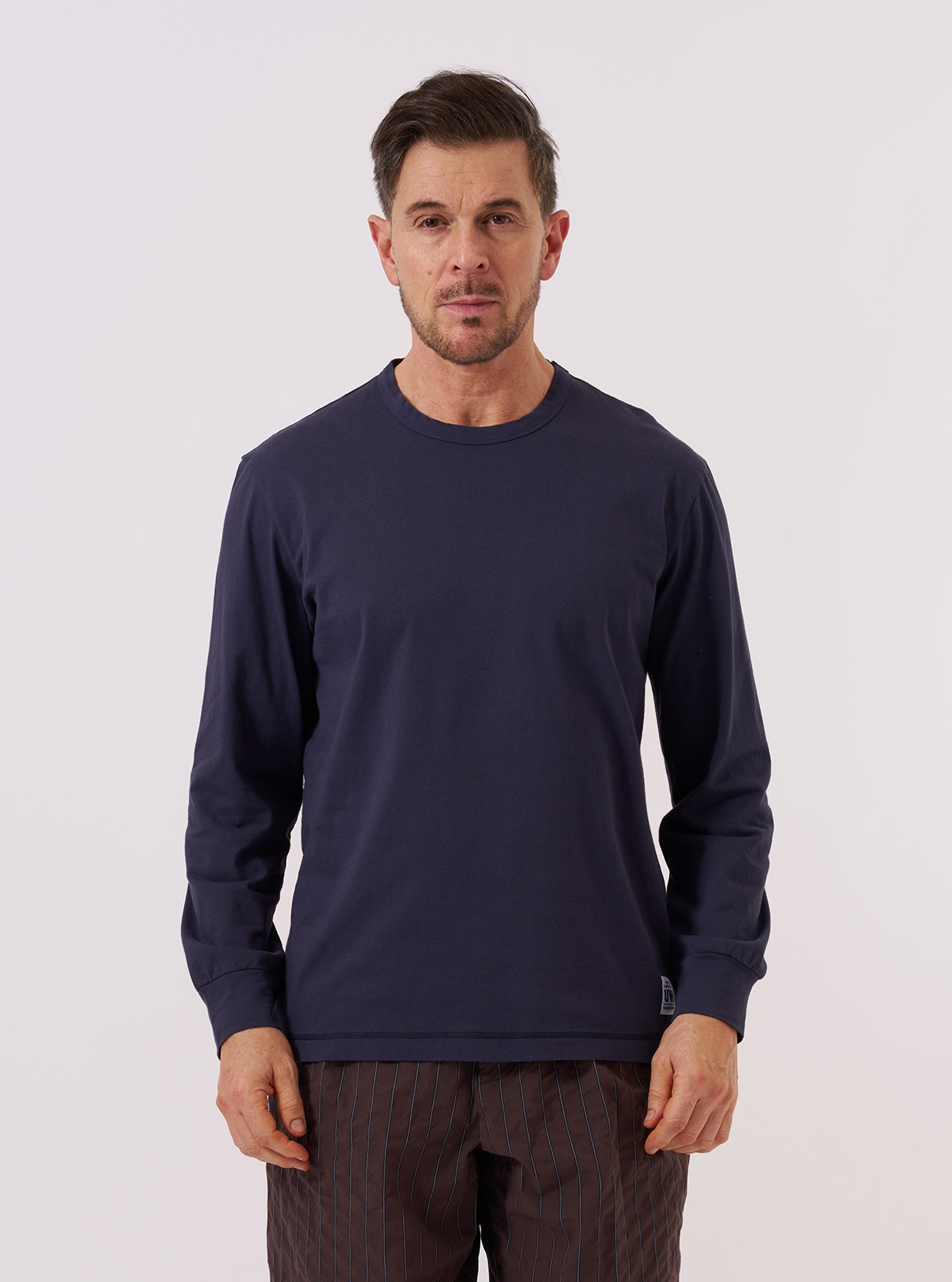 Men's Navy Recycled/Bio Jersey Henry L/S Tee – Universal Works
