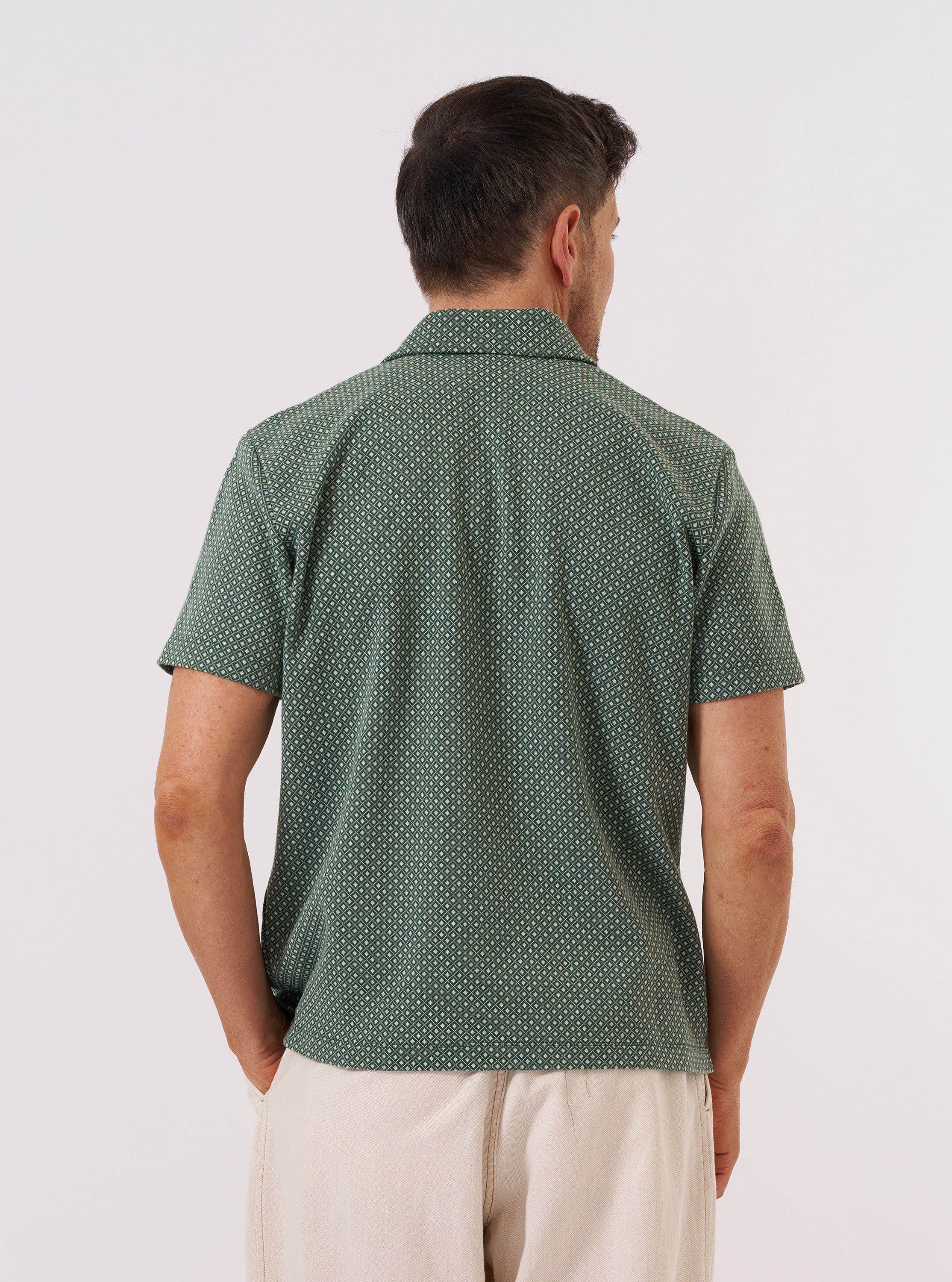 Universal Works Green Argyll Jersey Newlyn Polo | King's Cross