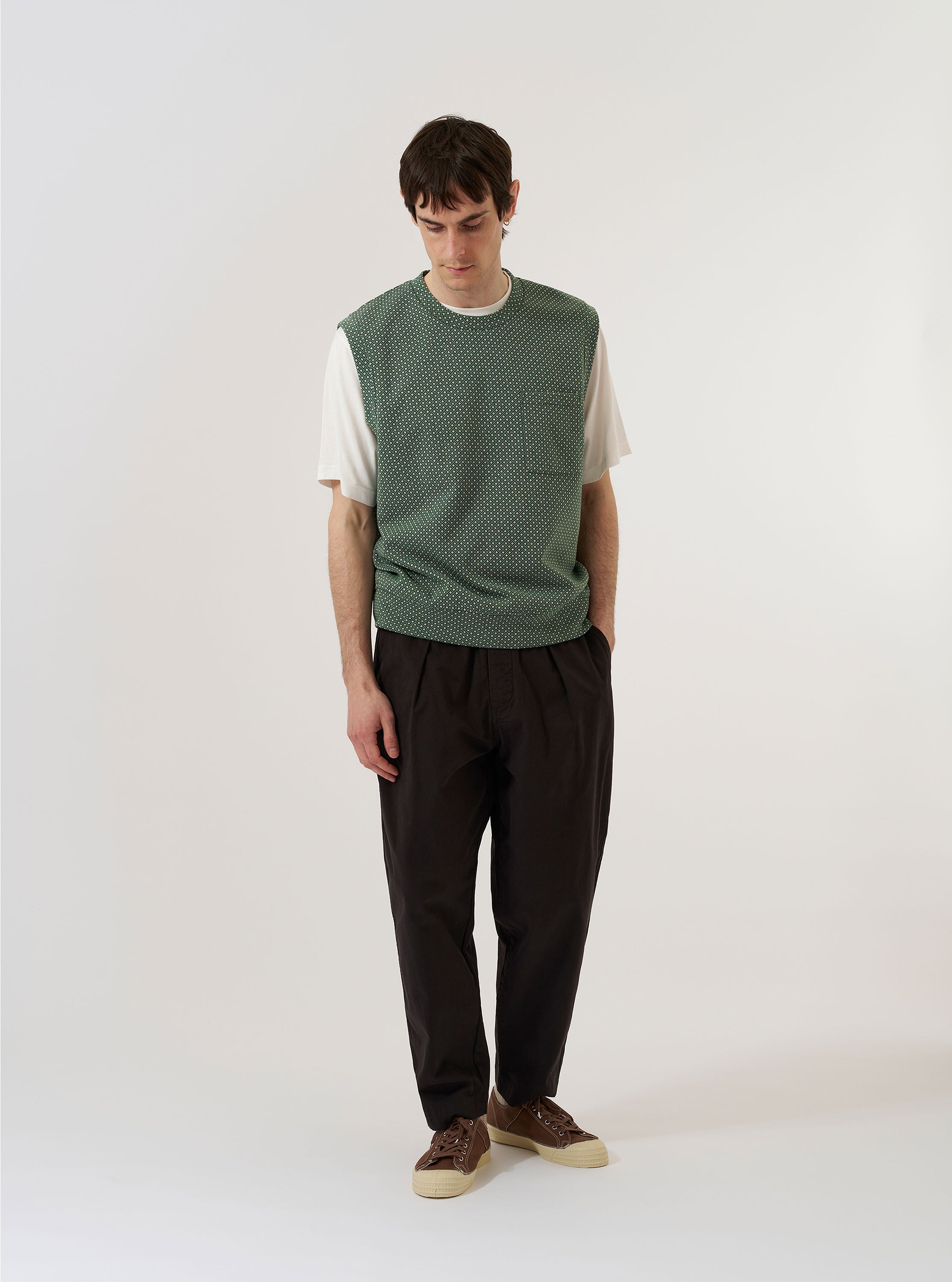Men's Green Argyll Jersey Sleeveless Crew – Universal Works