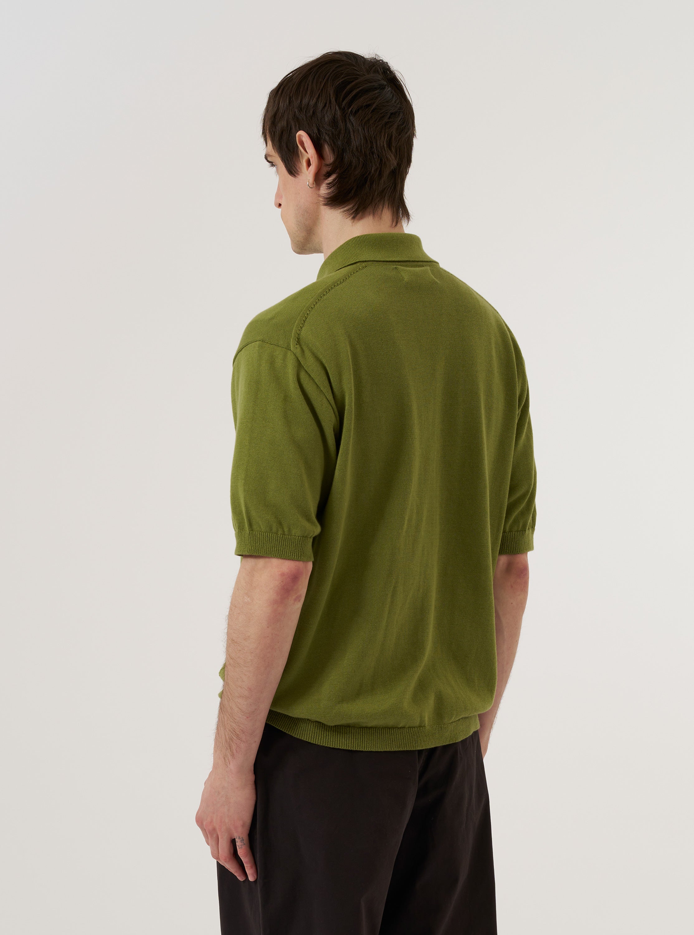 Men's Olive Cotton Lace Knit Jonny Knit Shirt – Universal Works