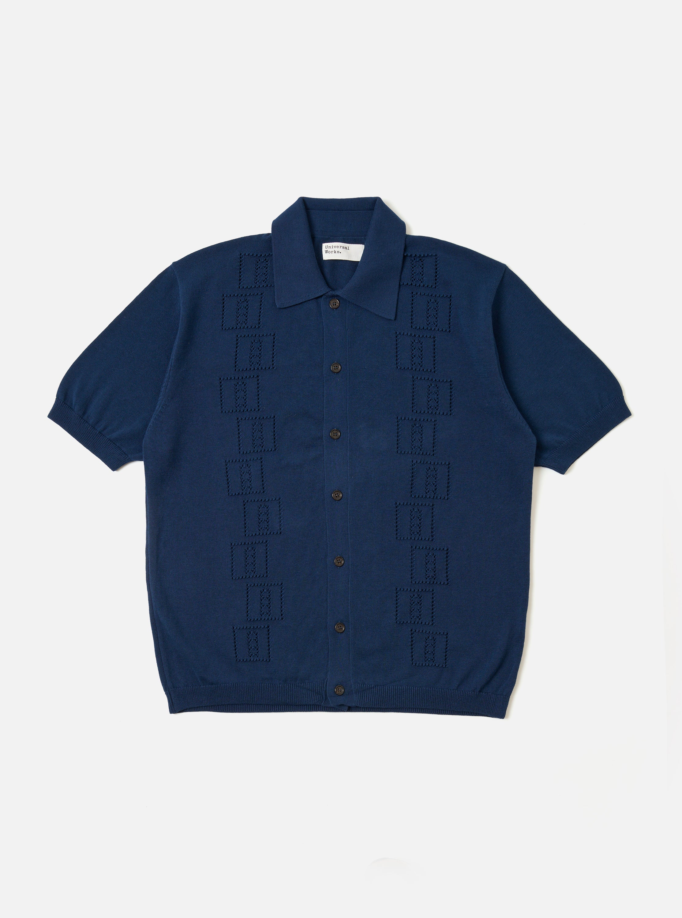 Men's Dark Navy Cotton Lace Knit Jonny Knit Shirt – Universal Works