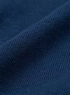 A close-up swatch image of the Dark Navy Cotton Lace Knit Jonny Knit Shirt highlights the intricate square-patterned, open-texture lace knit of the deep navy cotton fabric. The fabric fills the frame, showcasing the detailed texture and color of the material.