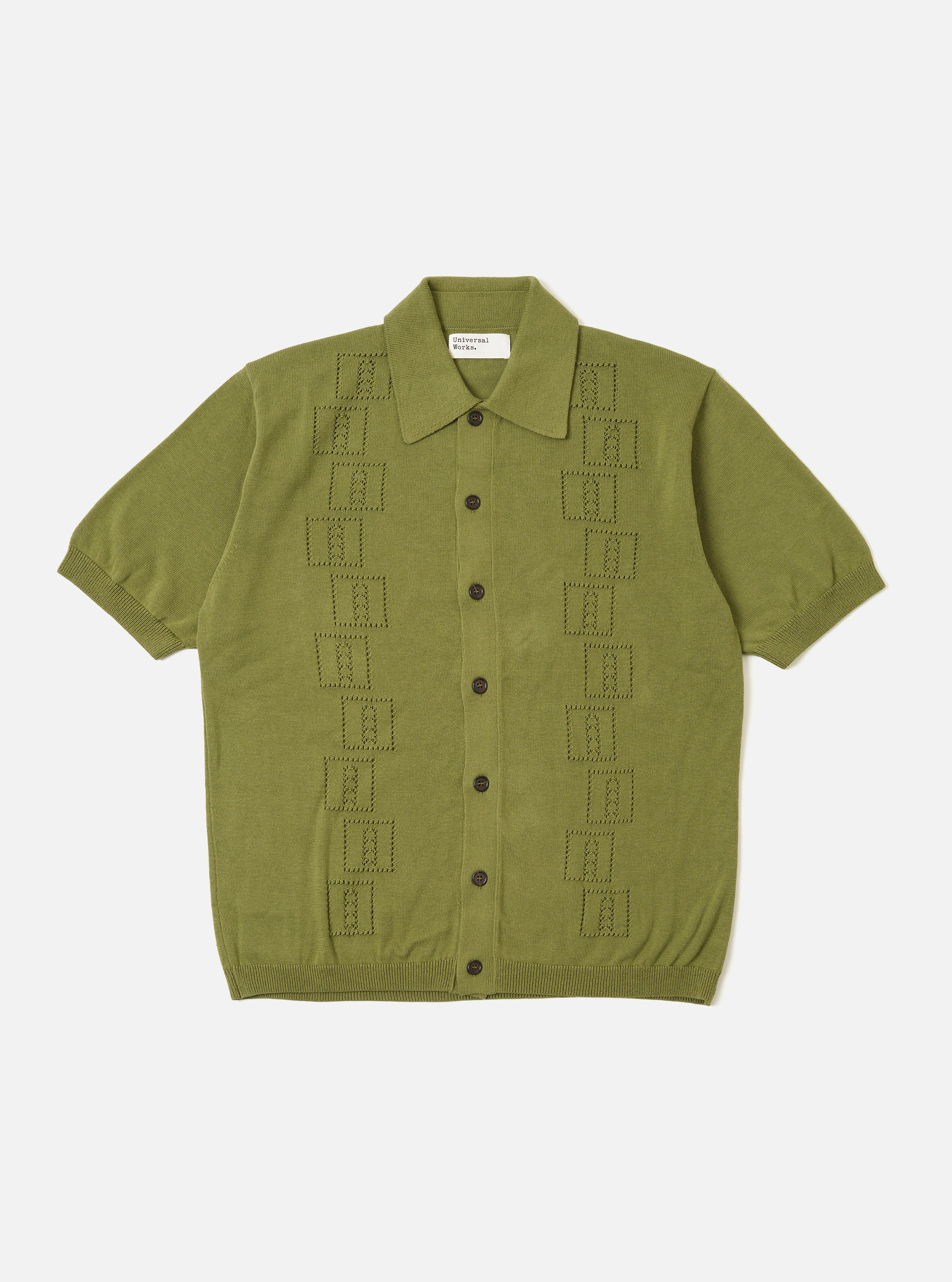 Men's Olive Cotton Lace Knit Jonny Knit Shirt – Universal Works