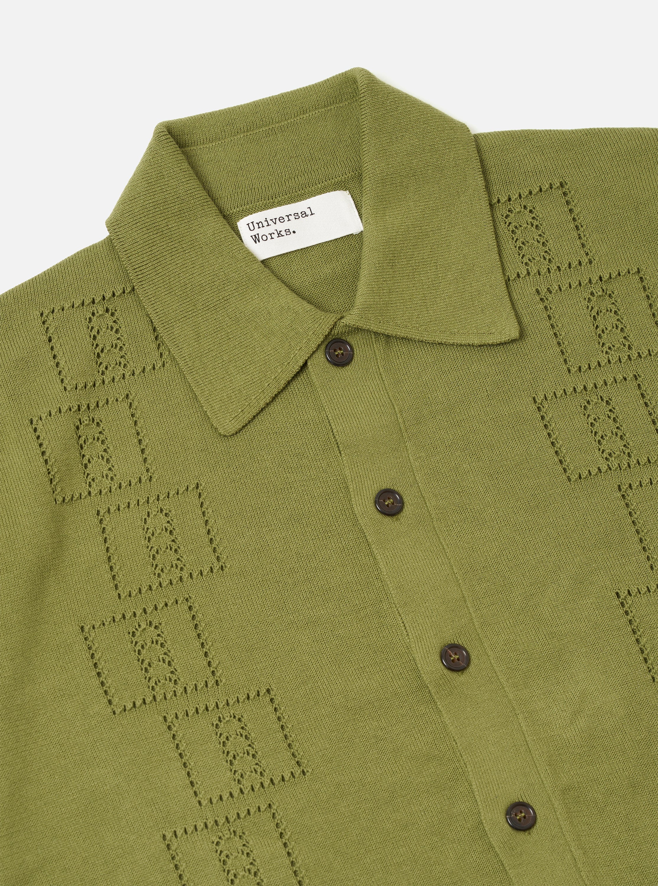 Men's Olive Cotton Lace Knit Jonny Knit Shirt – Universal Works