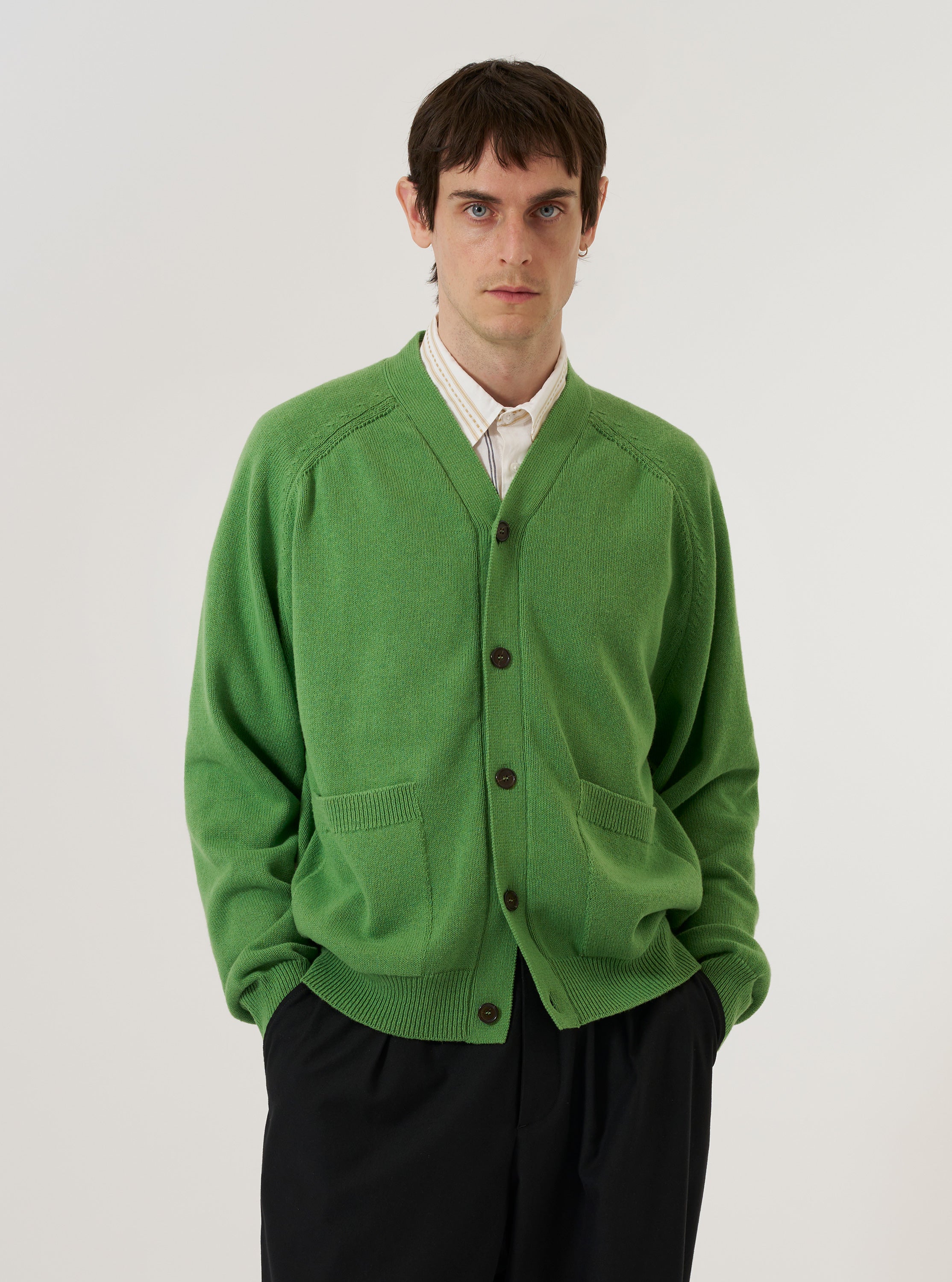 Men's Green Eco Cotton Knit Pocket David Cardigan – Universal Works
