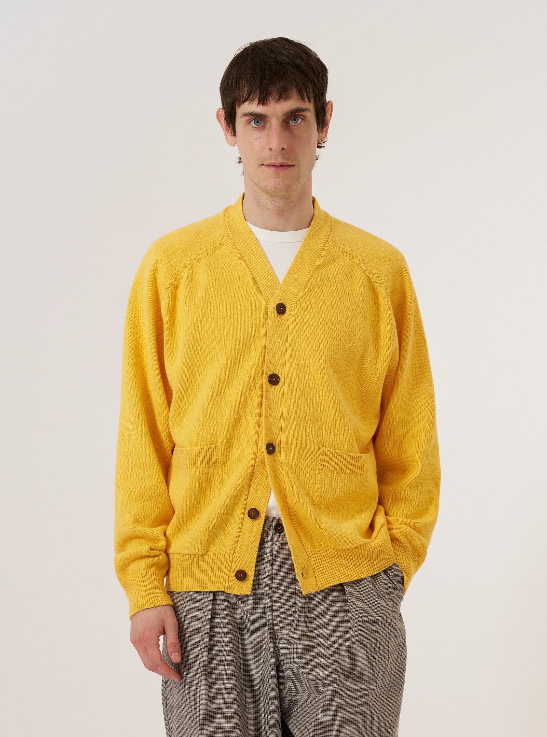 Men's Yellow Eco Cotton Knit Pocket David Cardigan – Universal Works