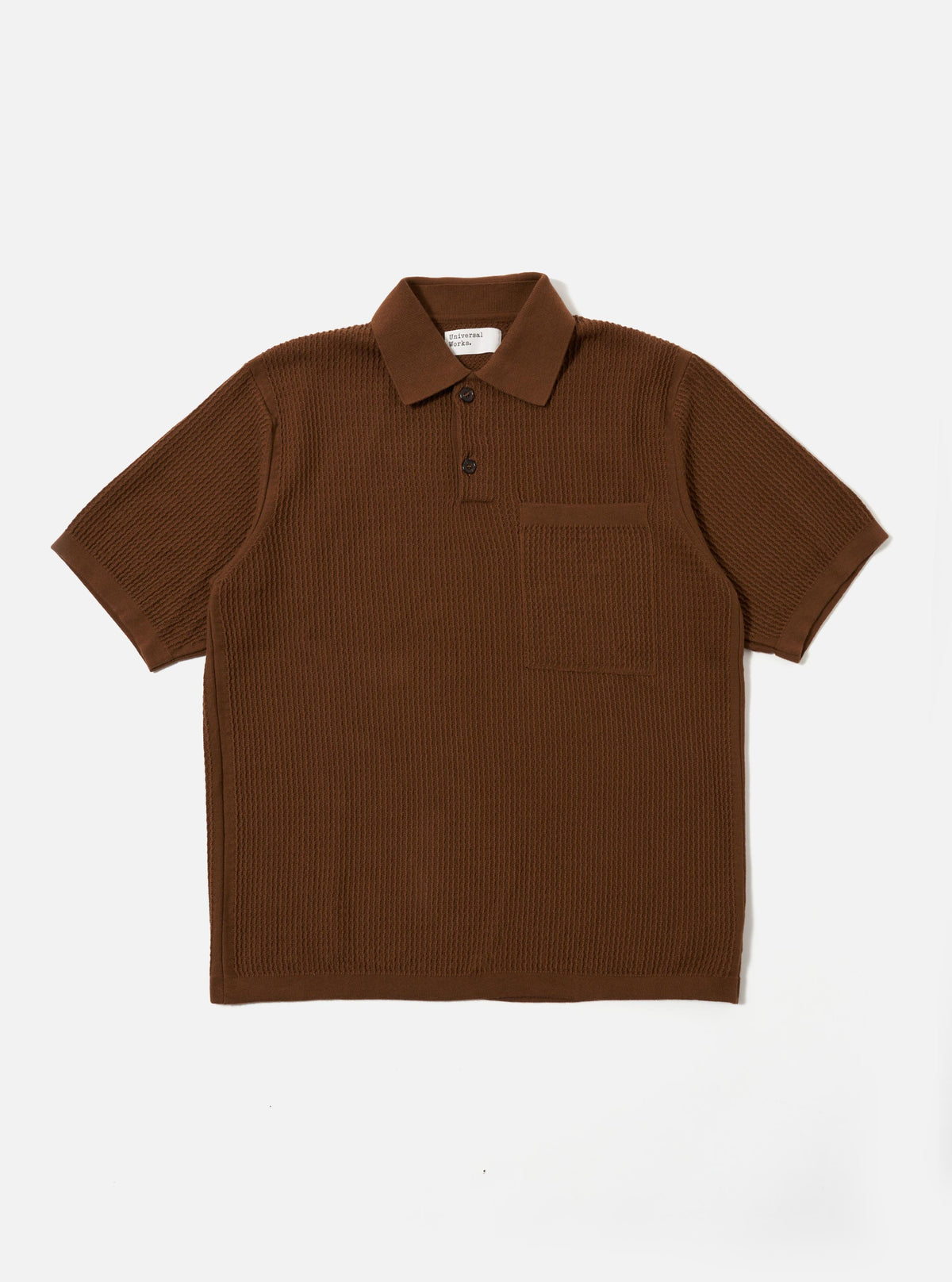 Brown Fine Texture Tricot S/S Knit Polo