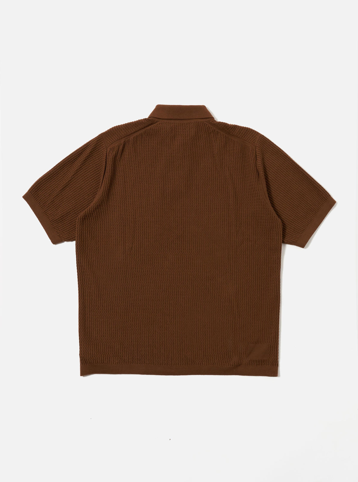 Brown Fine Texture Tricot S/S Knit Polo
