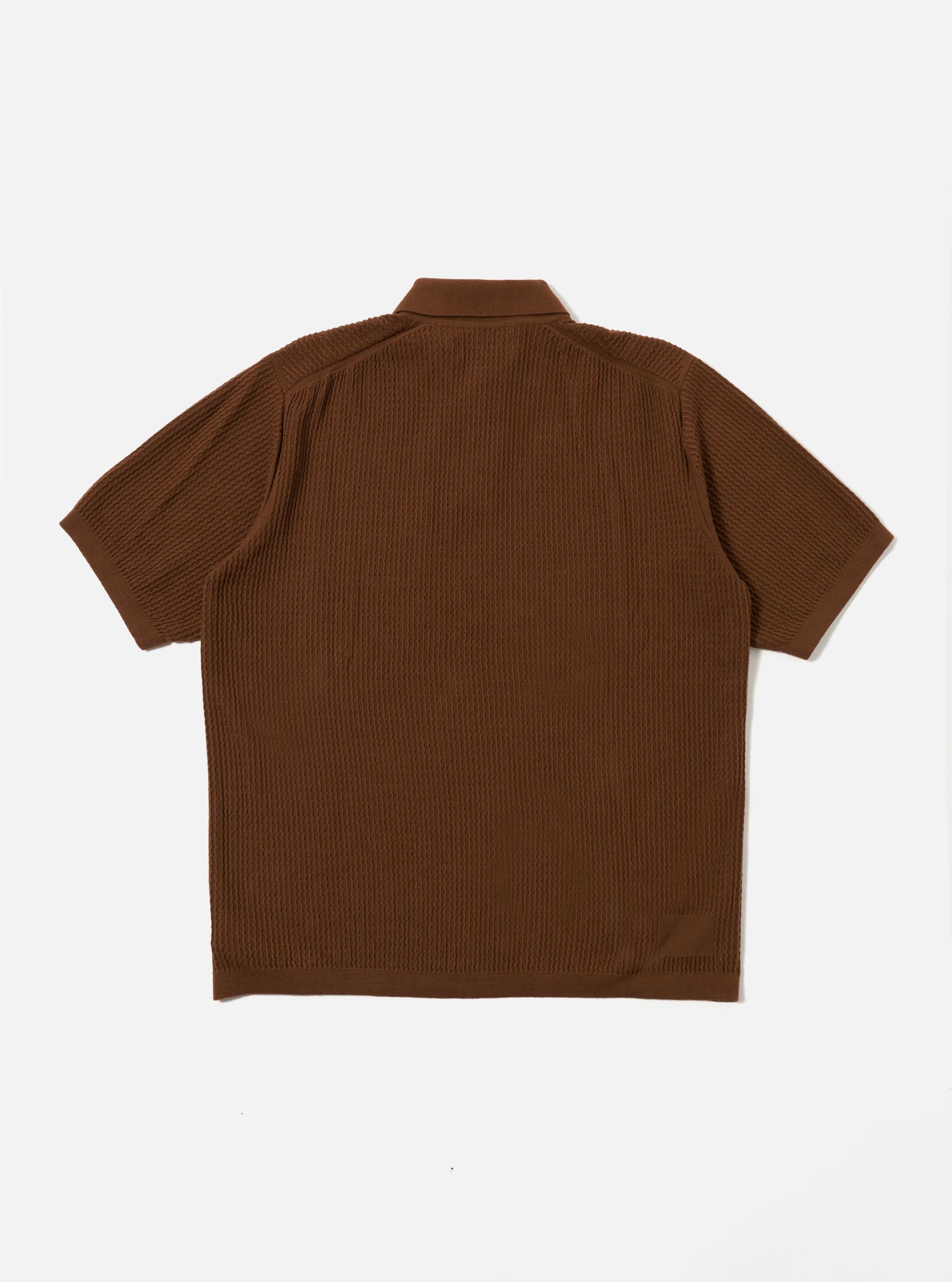 Brown Fine Texture Tricot S/S Knit Polo