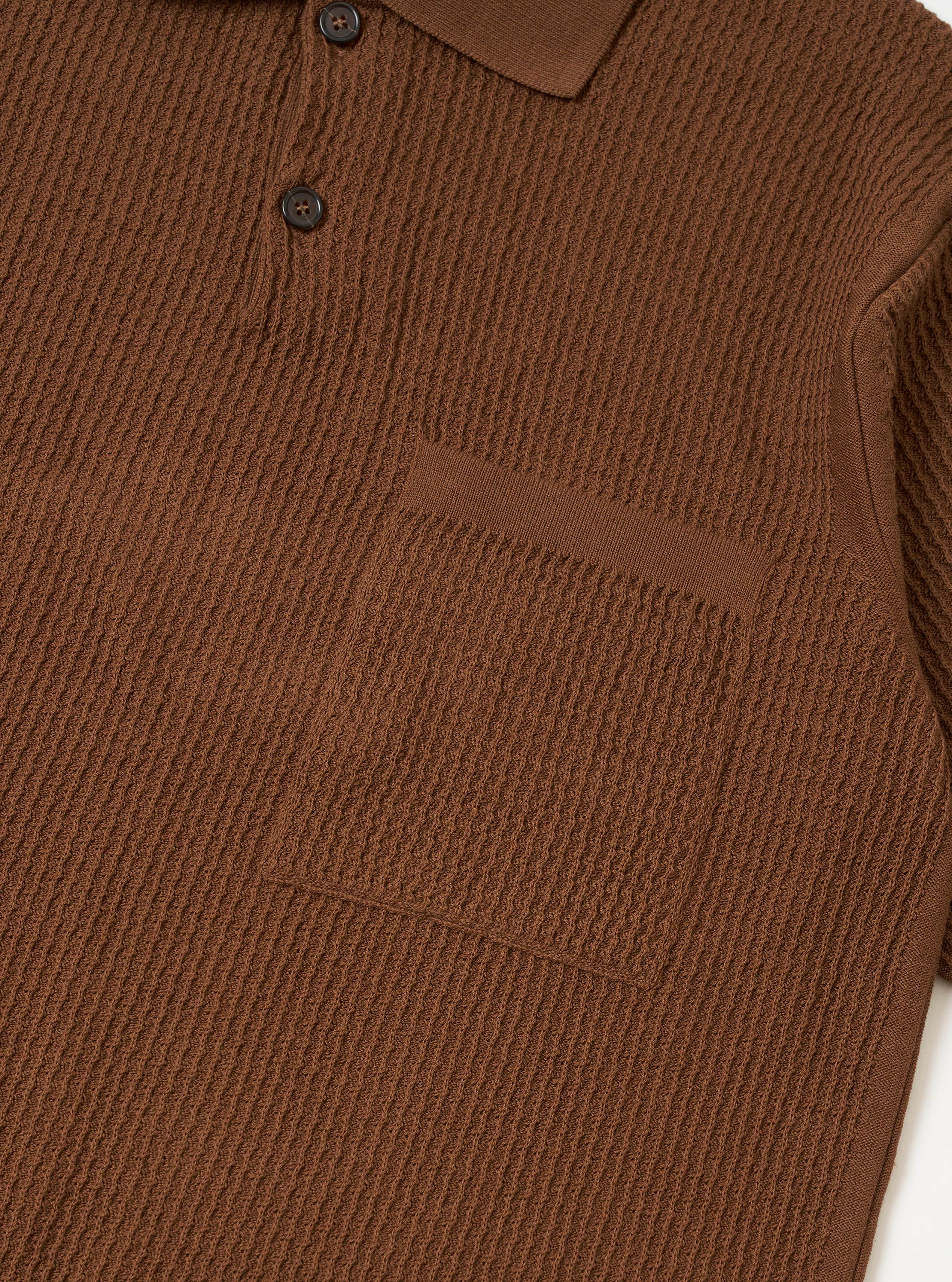 Men's Brown Fine Texture Tricot S/S Knit Polo – Universal Works
