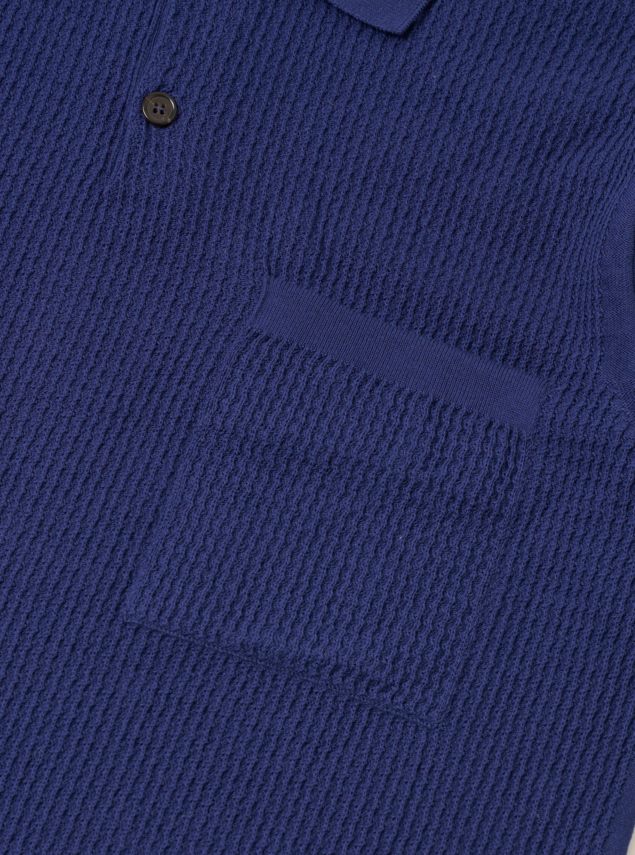 Men's Navy Fine Texture Tricot S/S Knit Polo – Universal Works