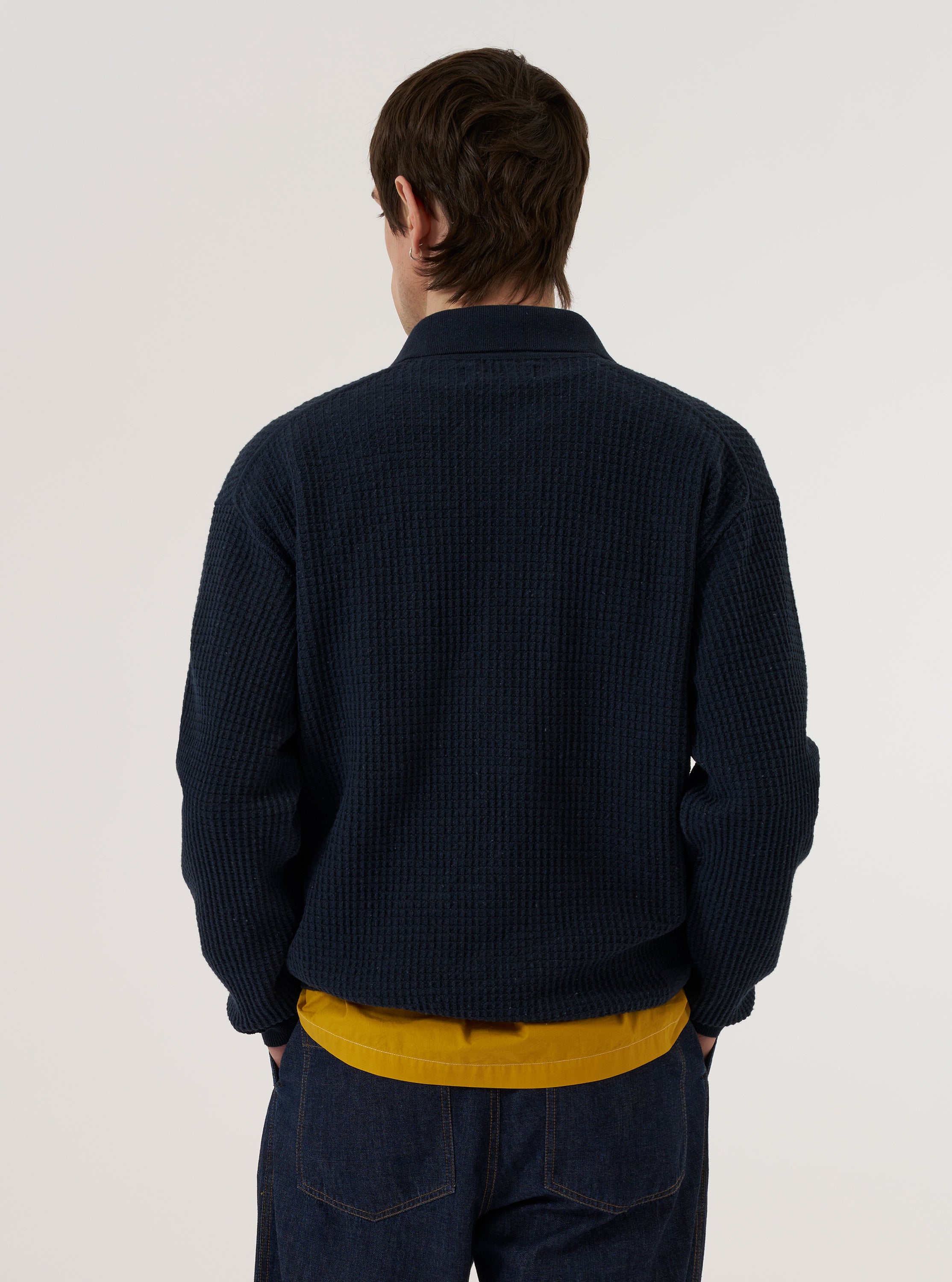 Men's Navy Eco Cotton Knit Knit Jacket – Universal Works