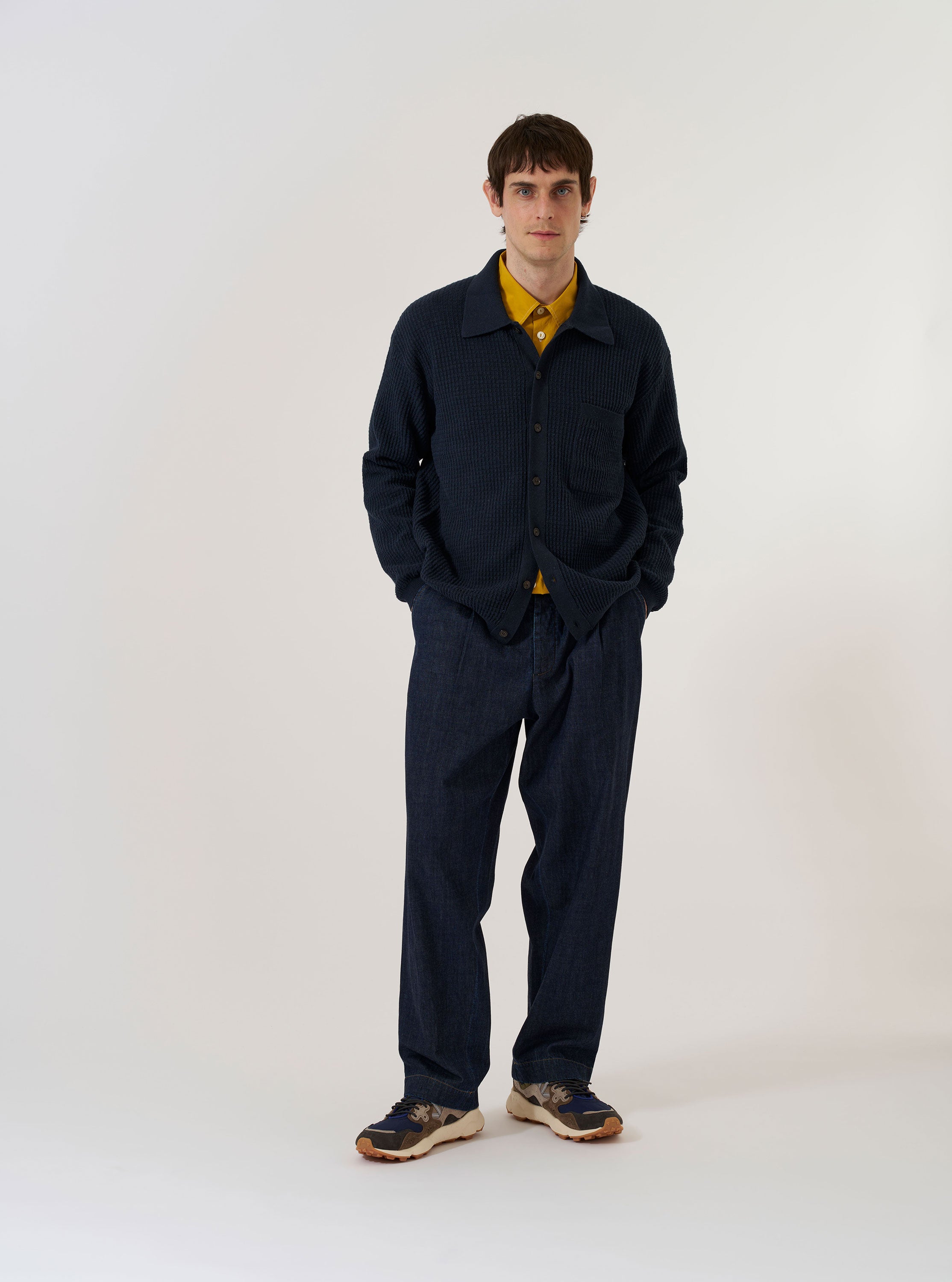 Men's Navy Eco Cotton Knit Knit Jacket – Universal Works