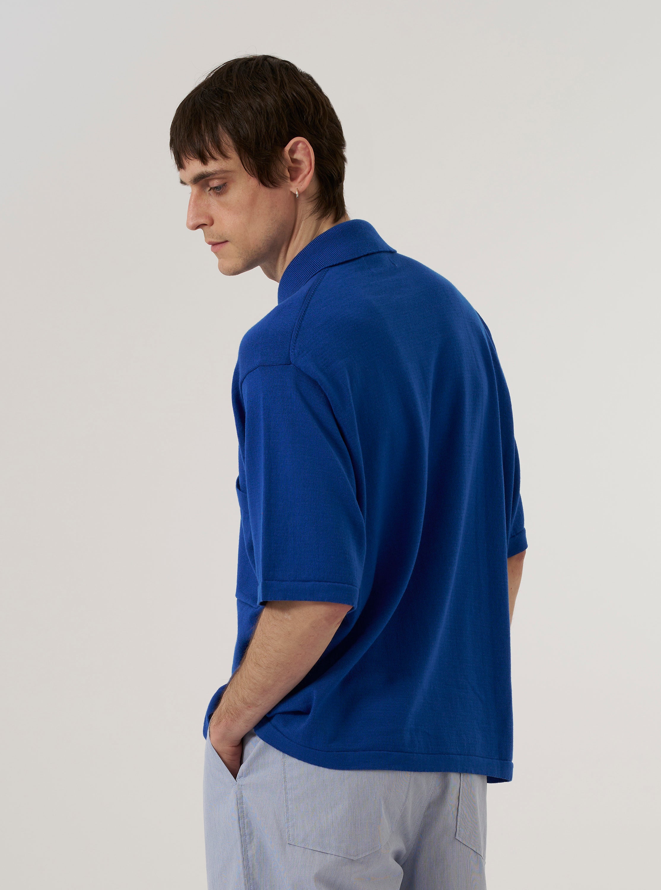 Men's Blue Woolcot Bio S/S Pullover Knit Shirt II – Universal Works