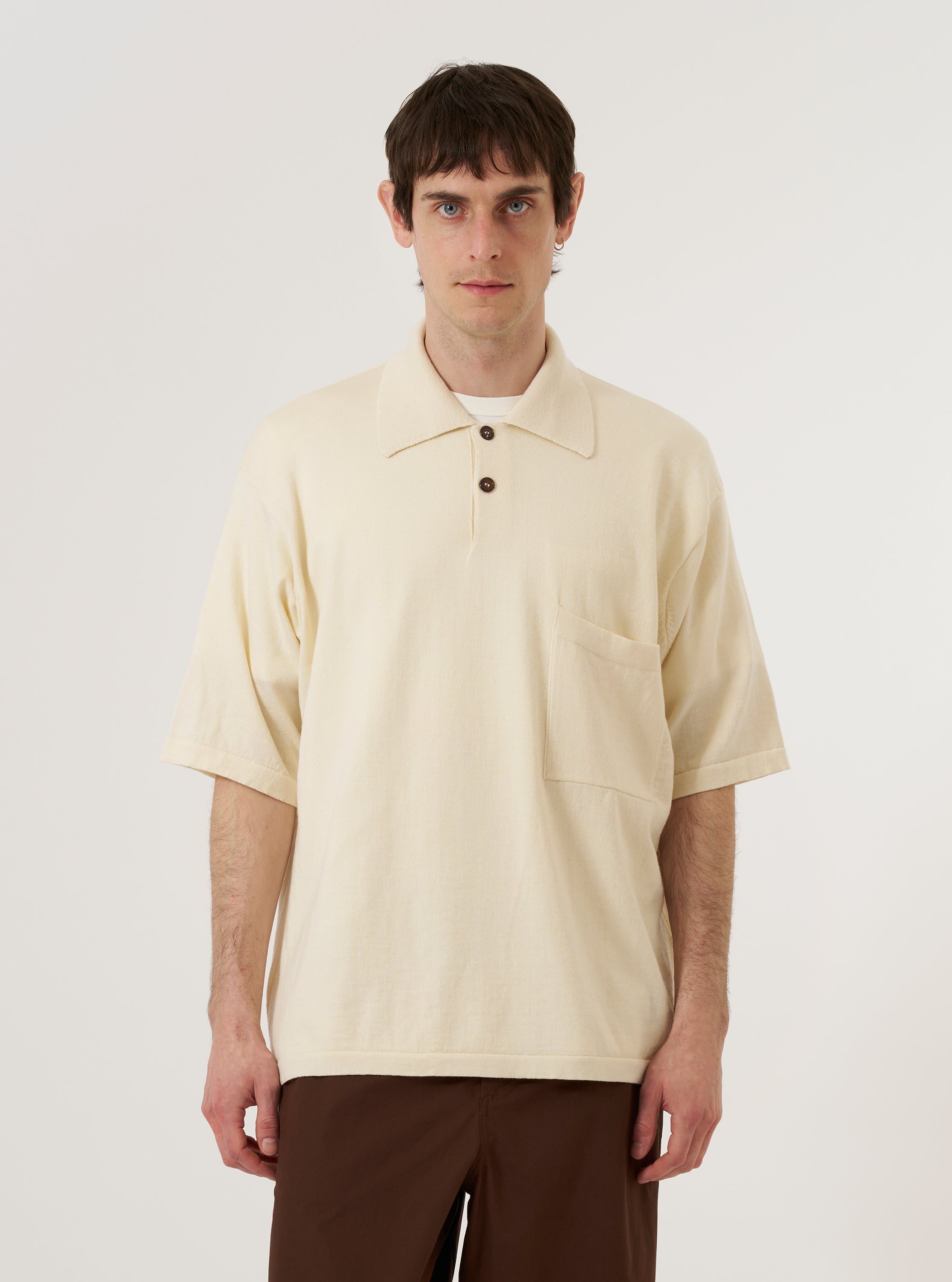 Men's Ecru Woolcot Bio S/S Pullover Knit Shirt II – Universal Works