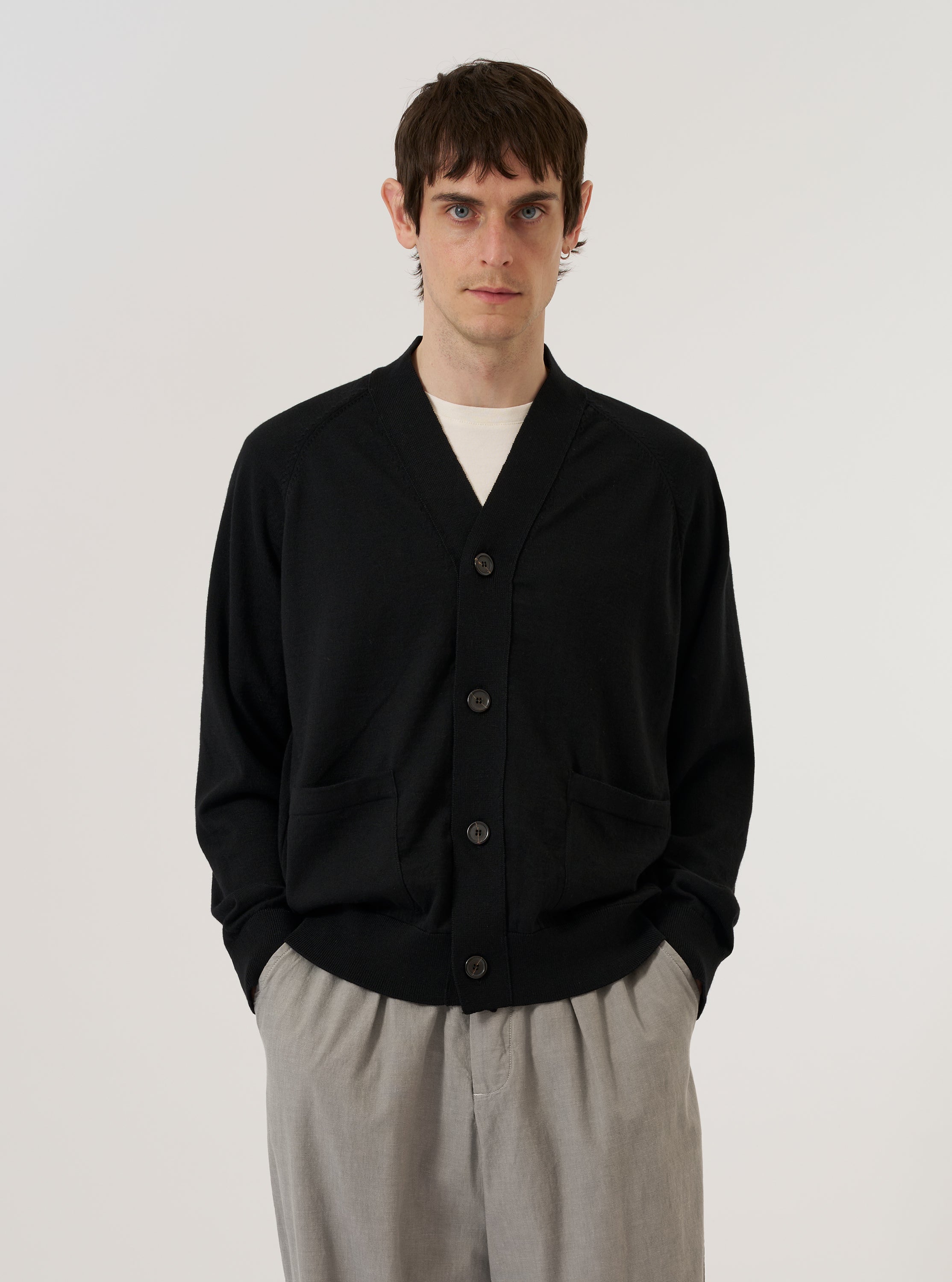 Men's Black Woolcot Bio Loose Cardigan II – Universal Works
