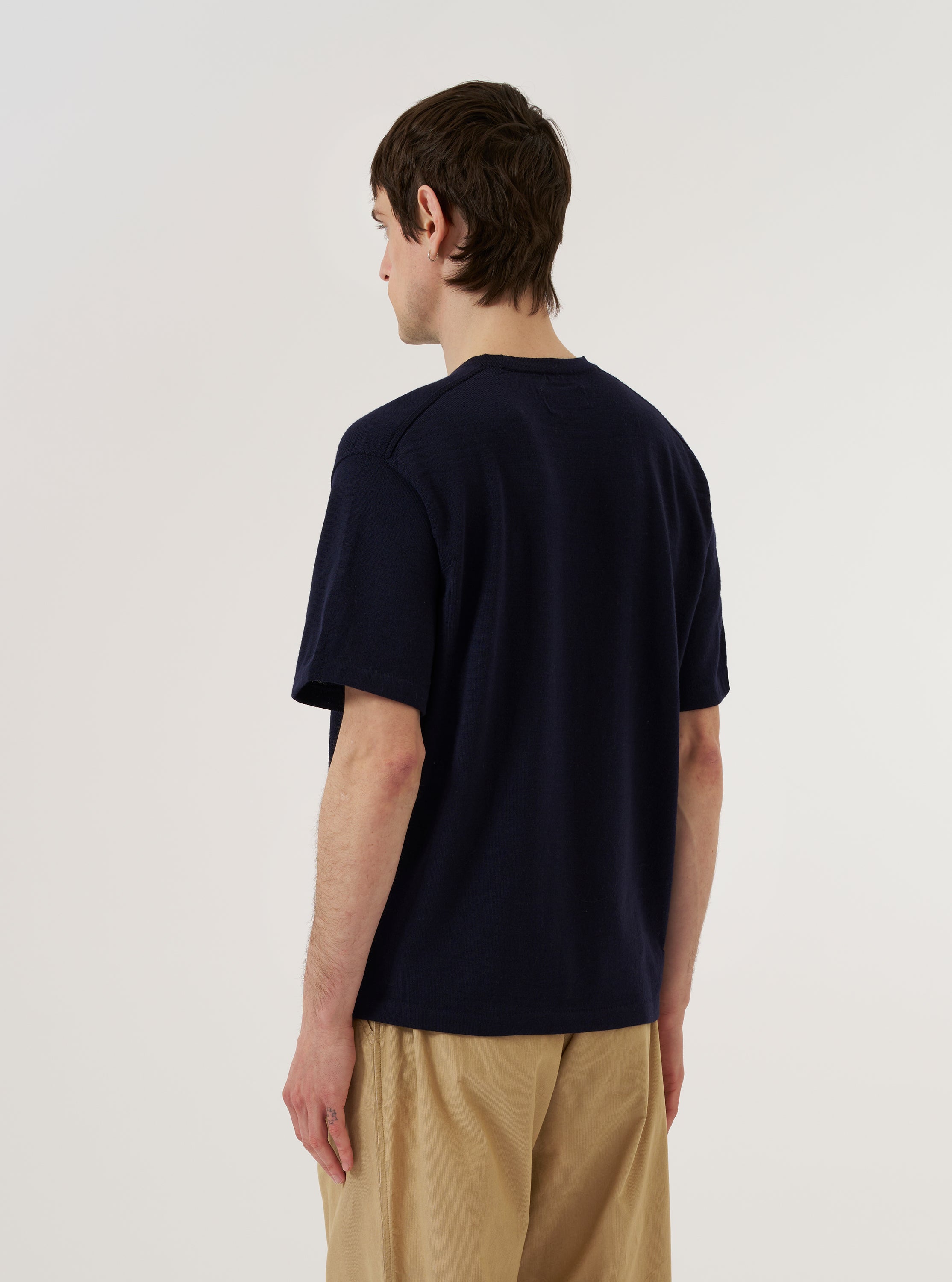 Men's Navy Merino Fine Knit Knit Tee – Universal Works